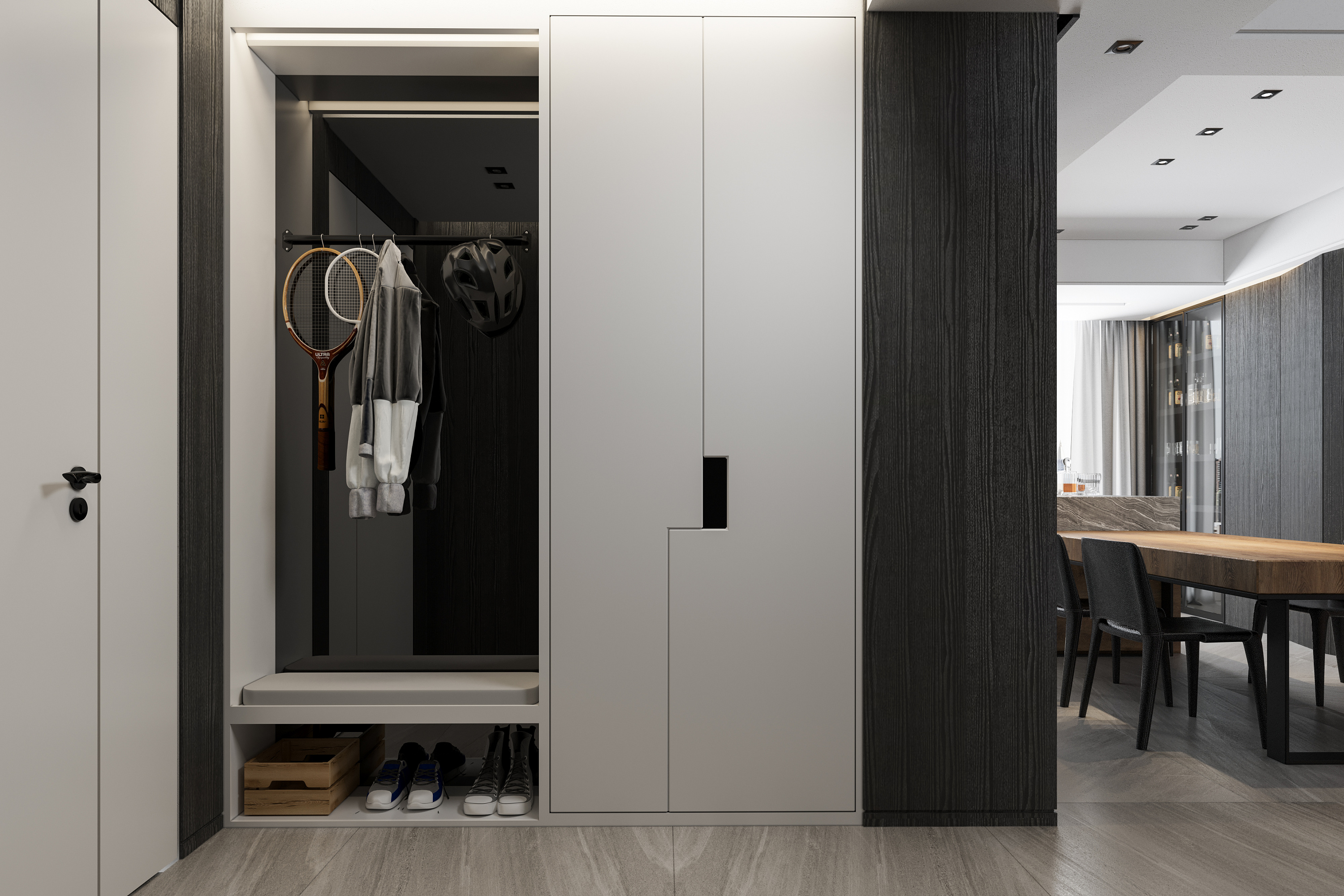 南寧嘉和城布洛可128㎡現(xiàn)代輕奢入戶裝修效果圖