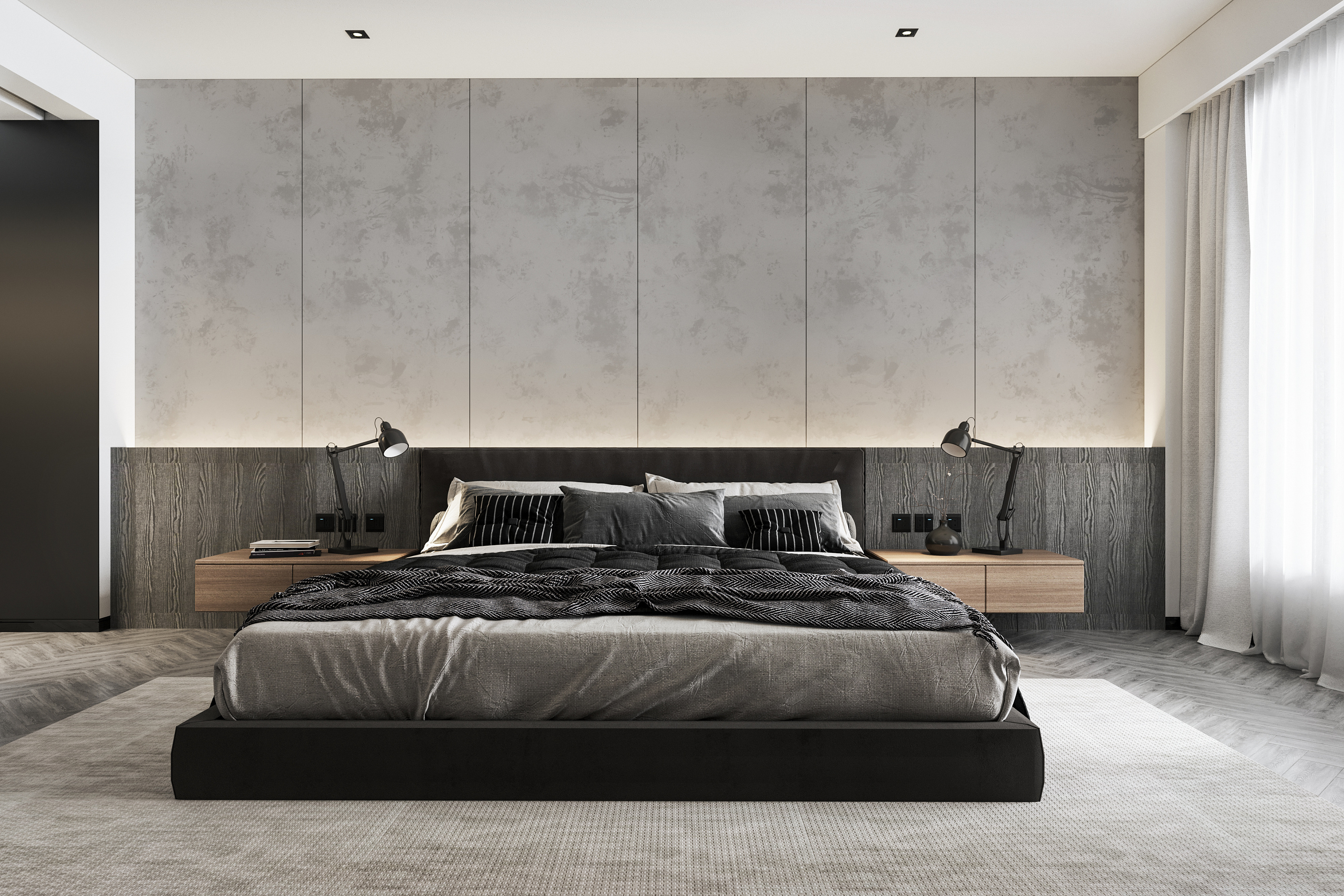 南寧嘉和城布洛可128㎡現(xiàn)代輕奢臥室裝修效果圖