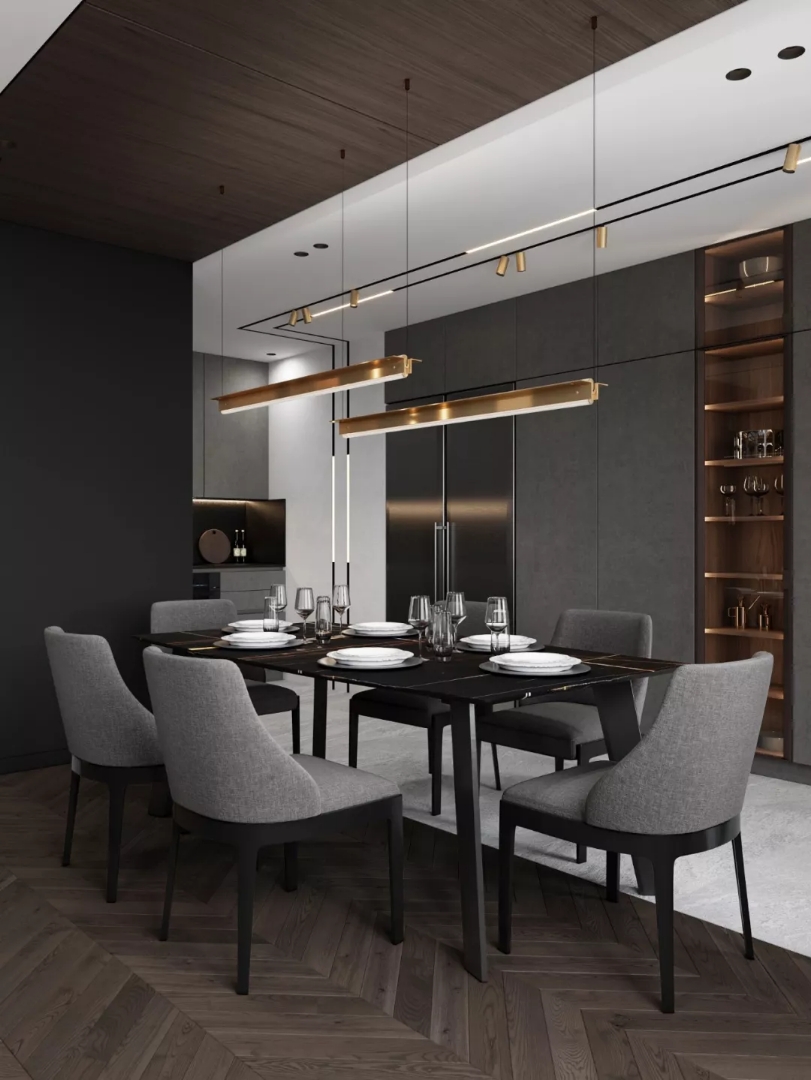 南寧榮和大地168㎡現(xiàn)代輕奢餐廳裝修效果圖