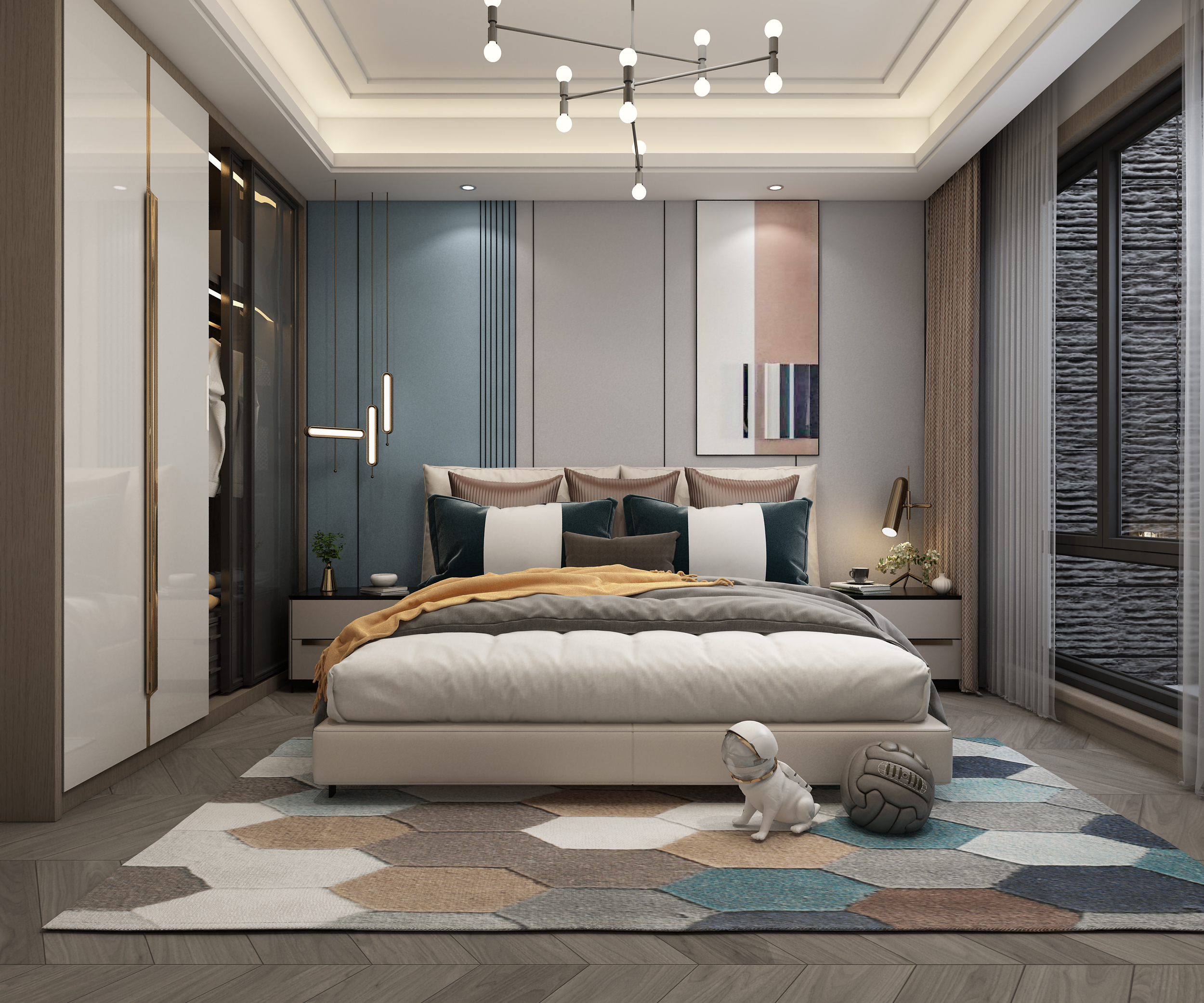 南寧恒大華府400㎡餐廳主臥裝修案例效果圖