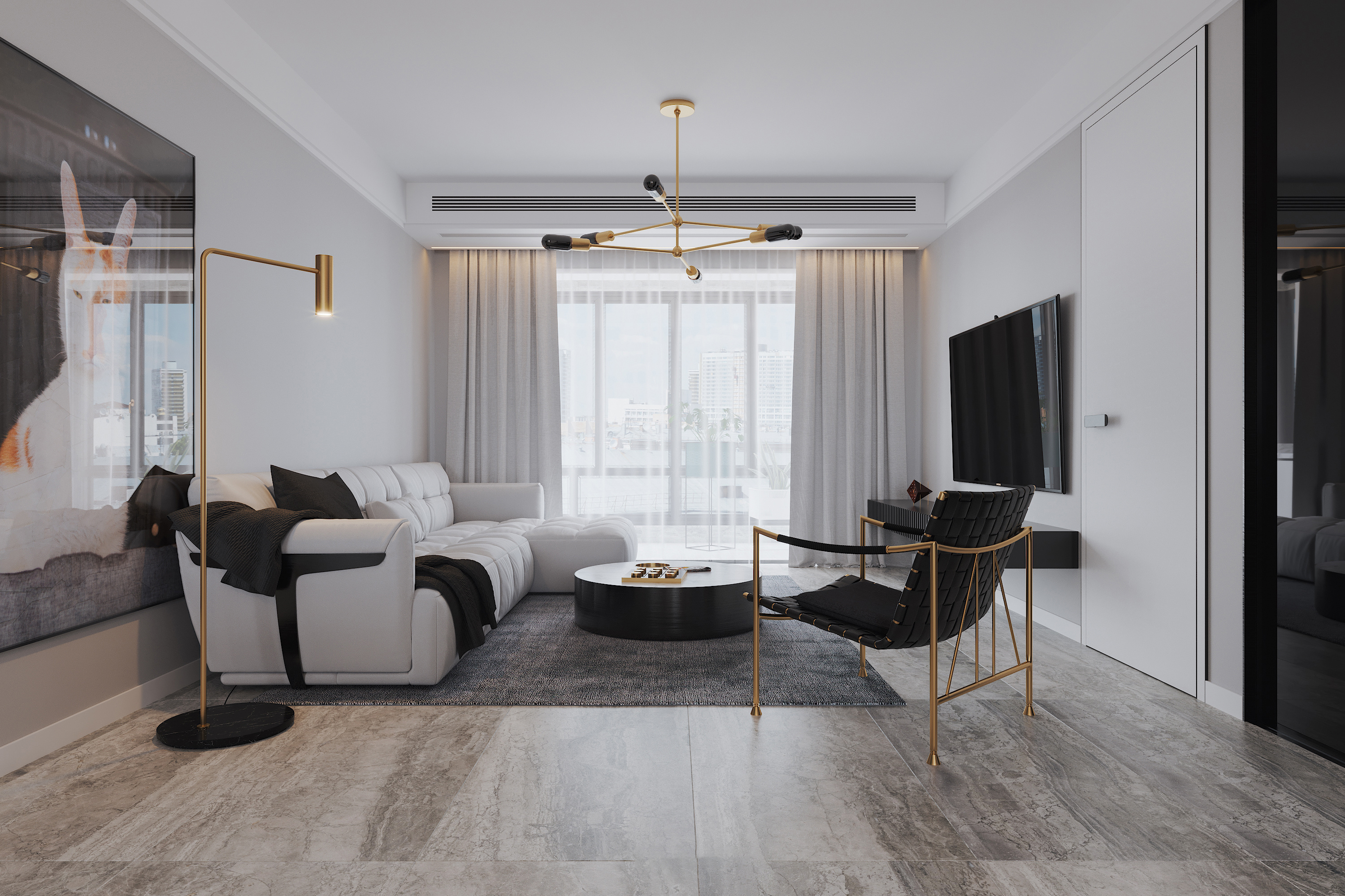 南寧翡翠時(shí)光143㎡客廳現(xiàn)代極簡裝修風(fēng)格效果圖