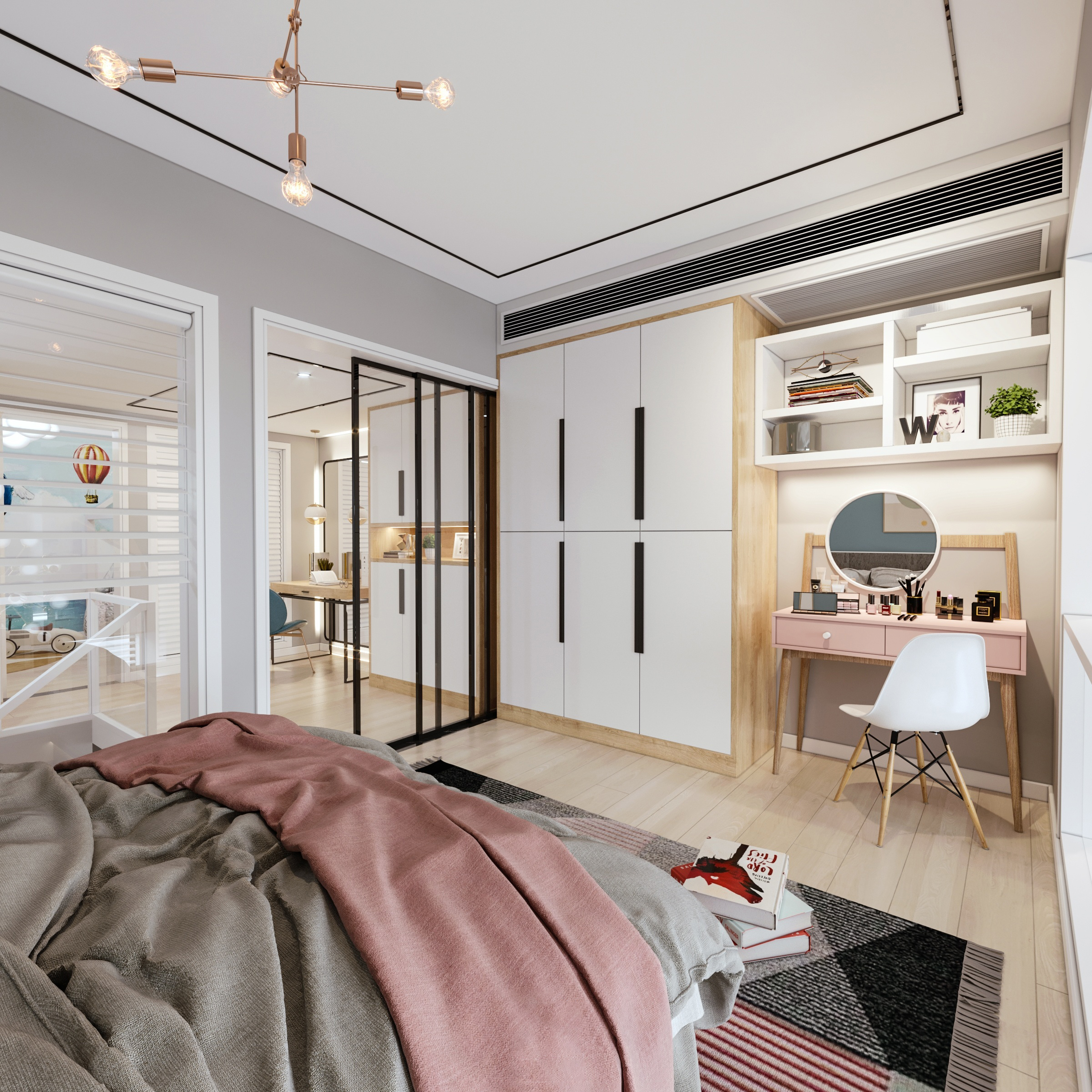 南寧云景山語城170㎡臥室北歐裝修風(fēng)格案例效果圖