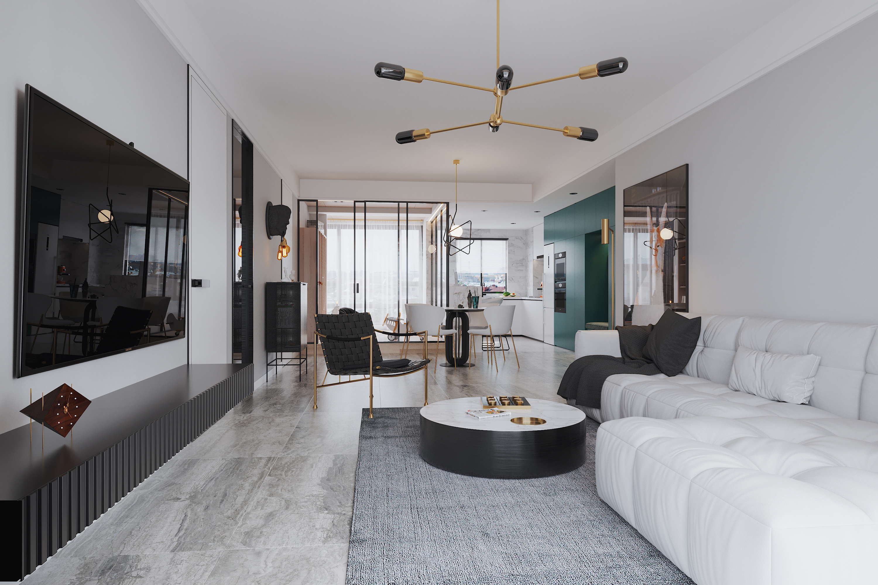 南寧翡翠時(shí)光143㎡客廳現(xiàn)代極簡裝修風(fēng)格效果圖