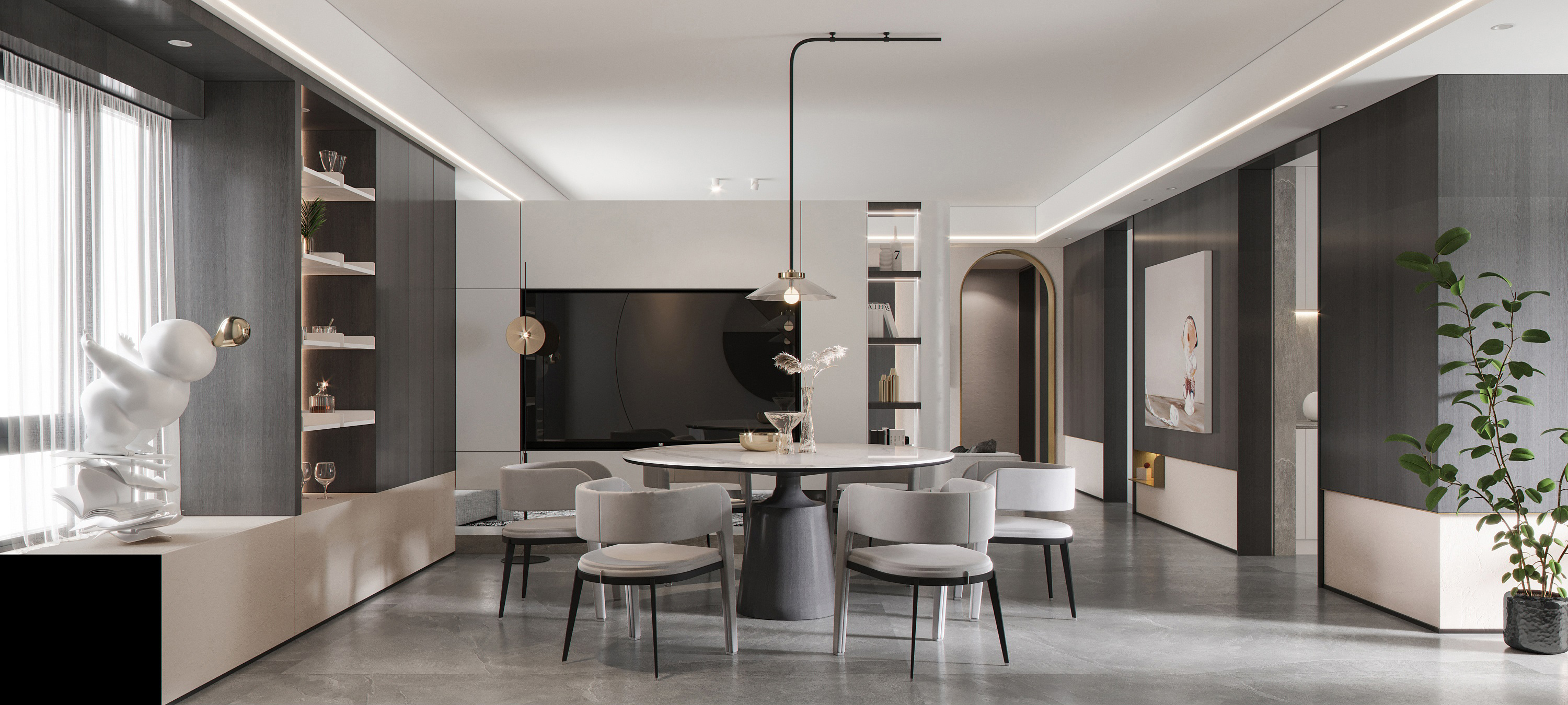 南寧嘉和城高迪公館260㎡餐廳現(xiàn)代裝修風格案例效果圖