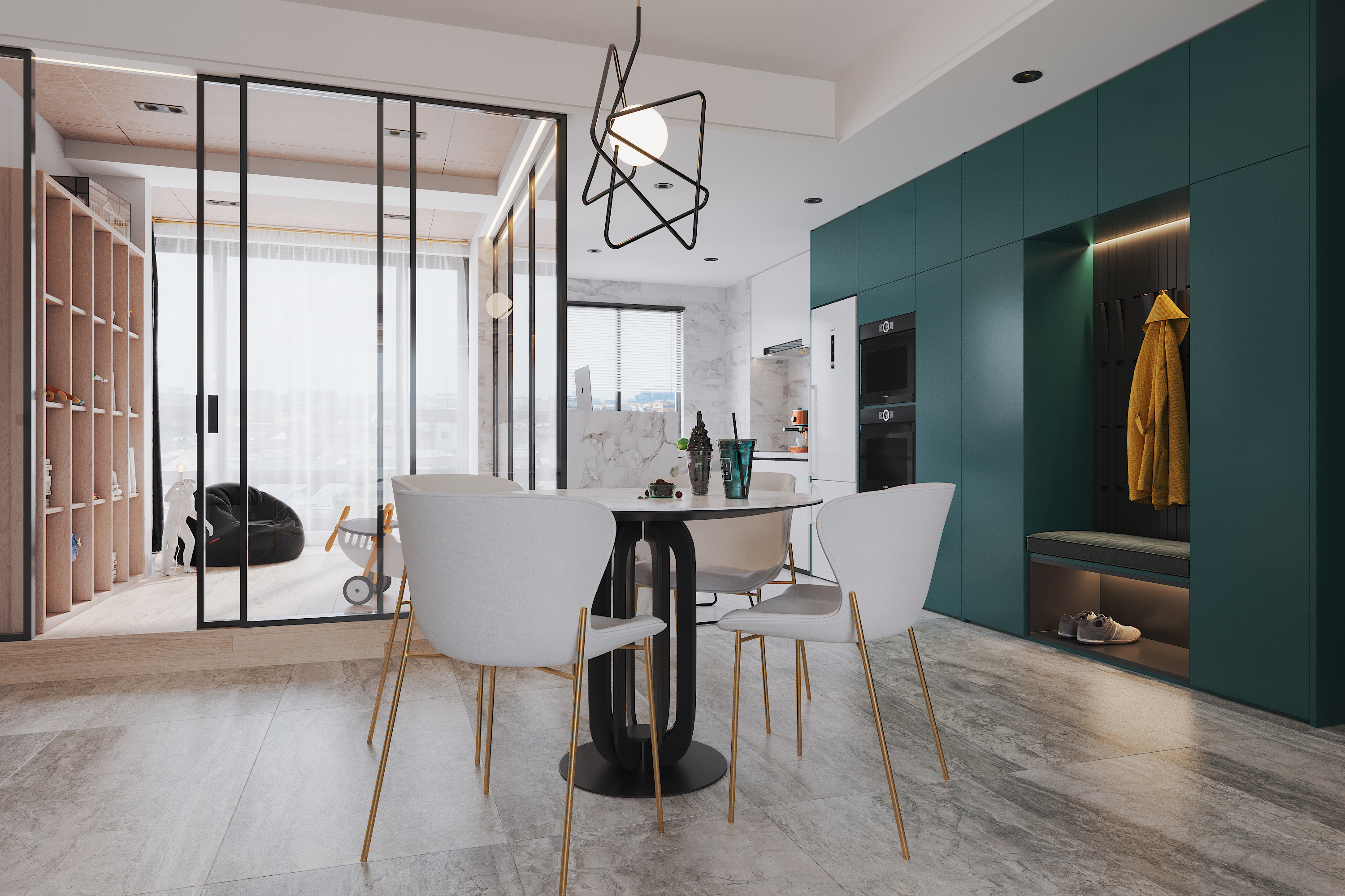 南寧翡翠時(shí)光143㎡餐廳現(xiàn)代極簡裝修風(fēng)格效果圖