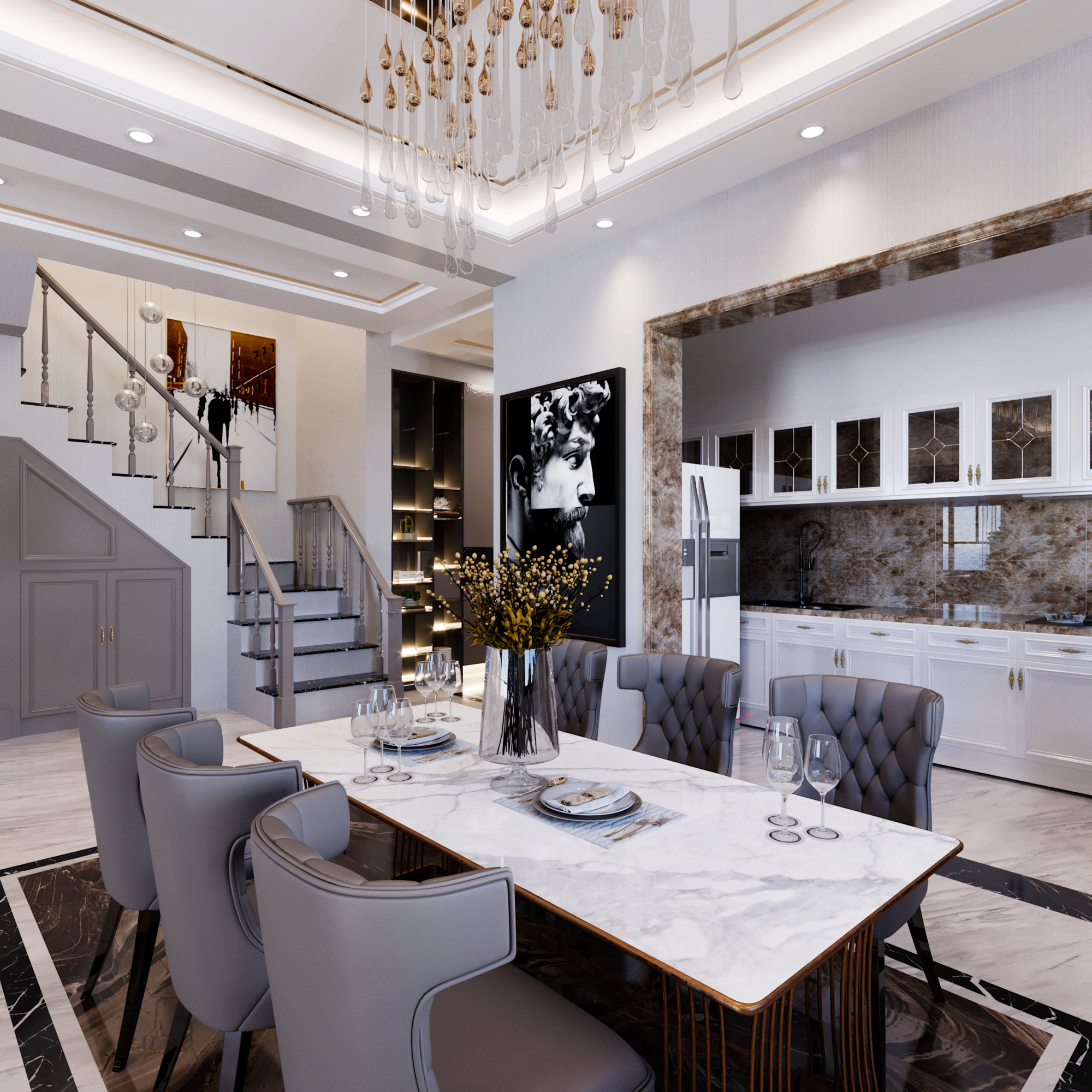 南寧翡翠時光179㎡餐廳現(xiàn)代奢華裝修風格案例效果圖