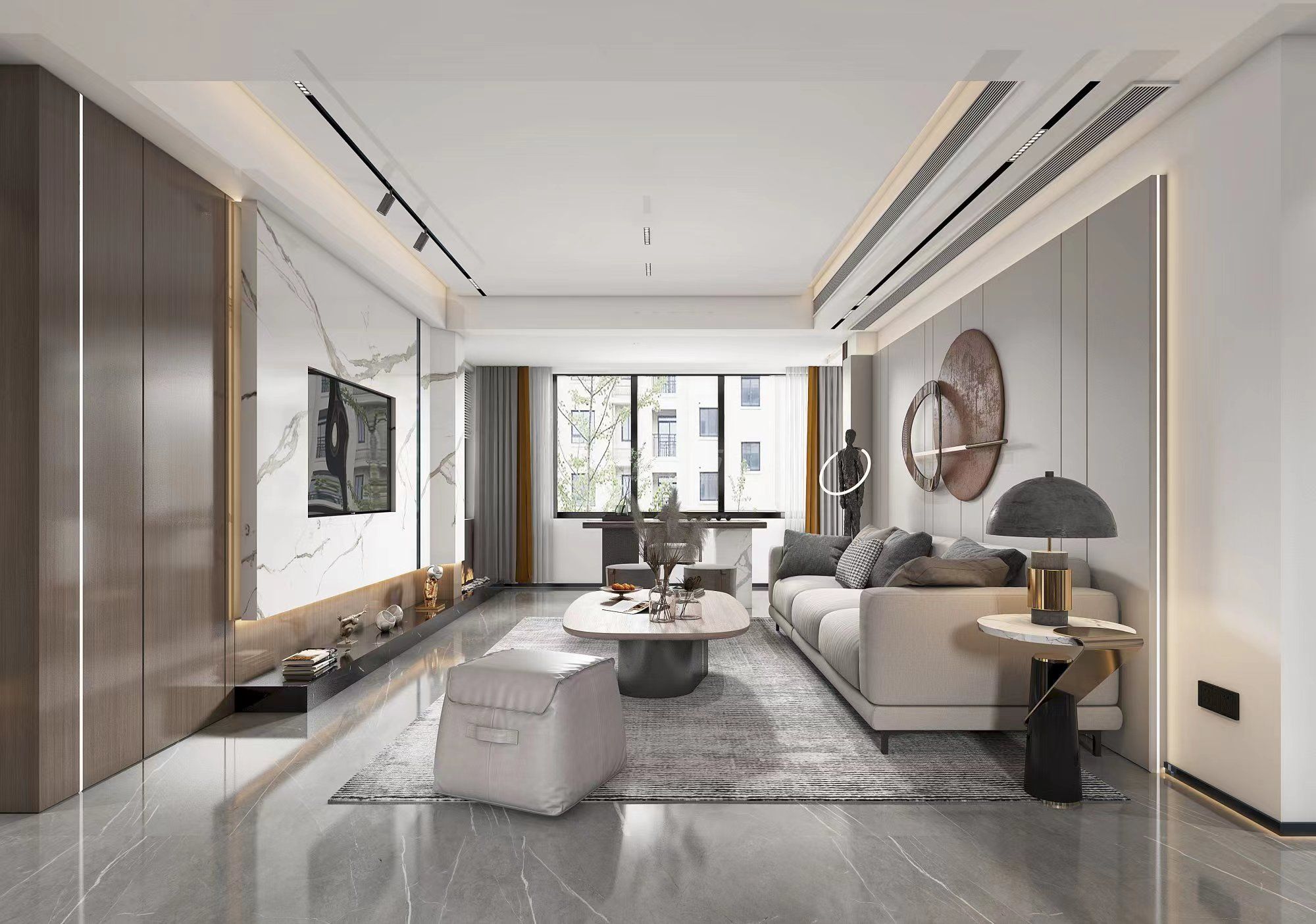 優(yōu)優(yōu)家園133㎡客廳現(xiàn)代簡約裝修風格效果