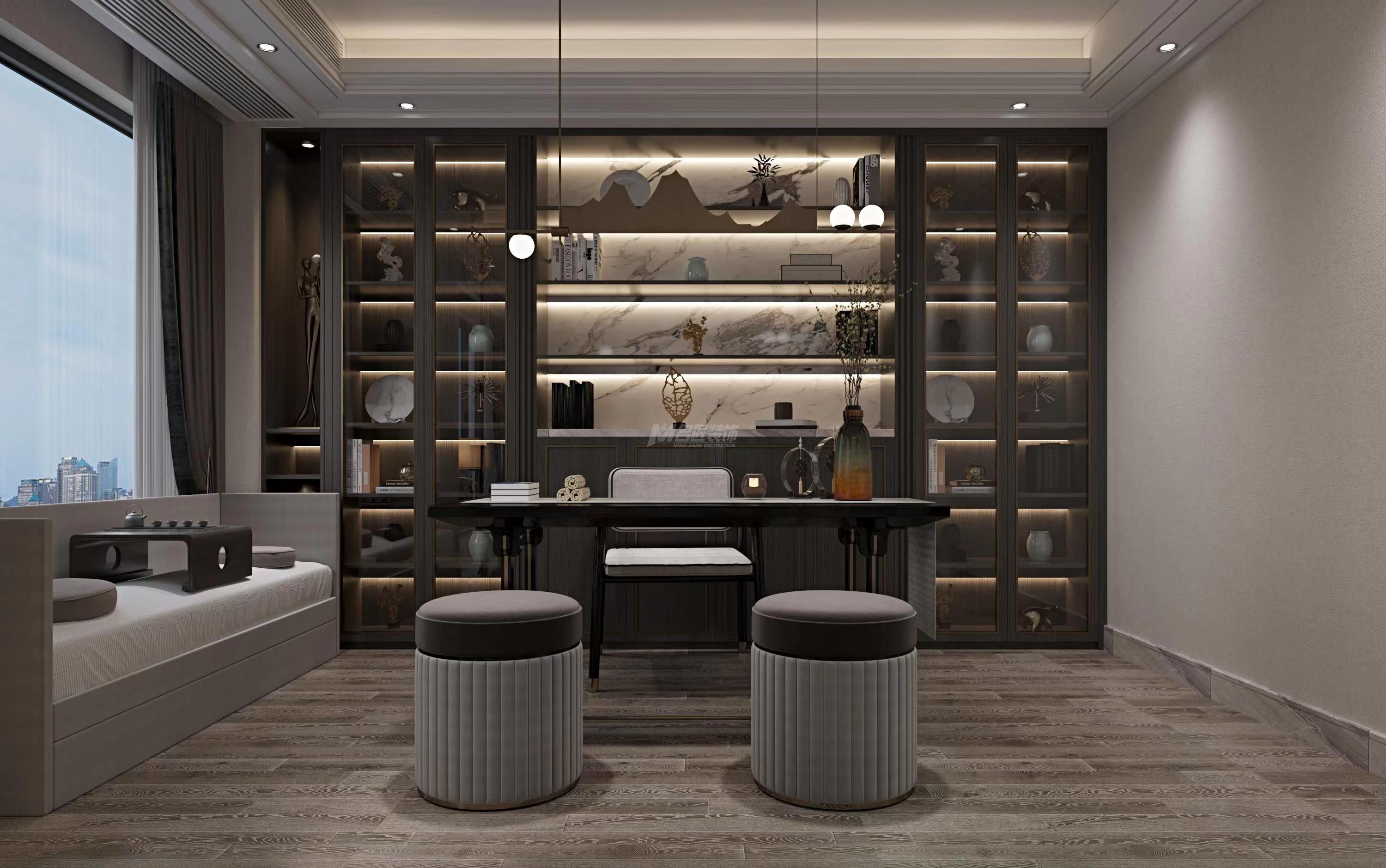 御府花都160㎡書(shū)房新中式裝修風(fēng)格效果圖