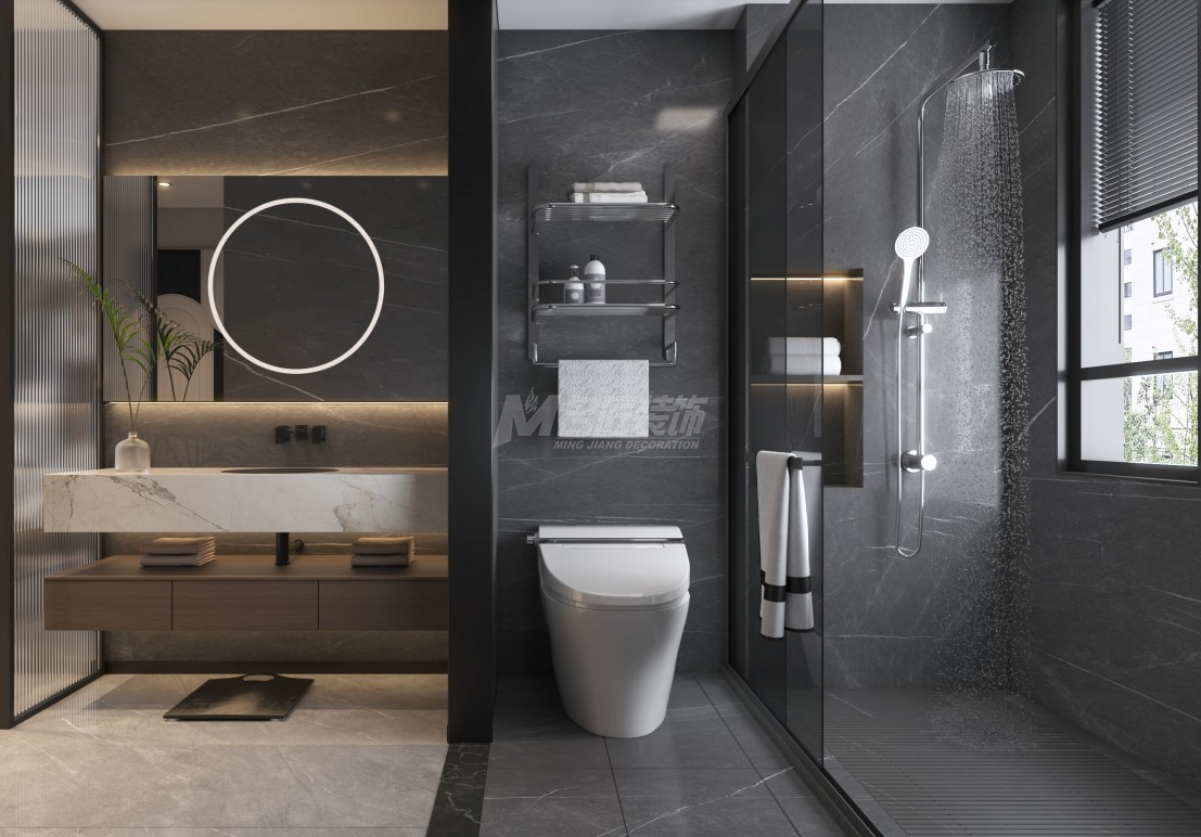 南寧綠城春江明月110㎡主衛(wèi)現(xiàn)代輕奢裝修風格效果圖