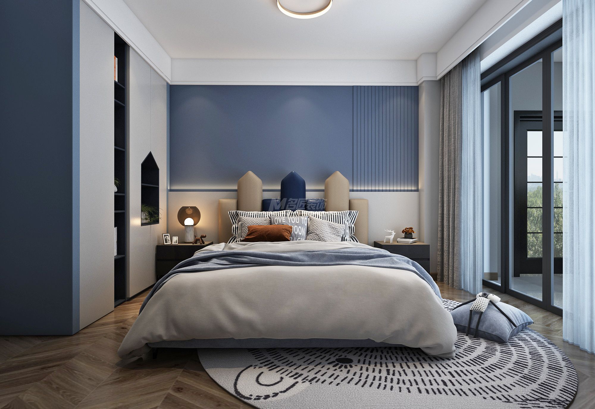 南寧綠城春江明月200㎡男孩房現(xiàn)代輕奢裝修風(fēng)格效果圖