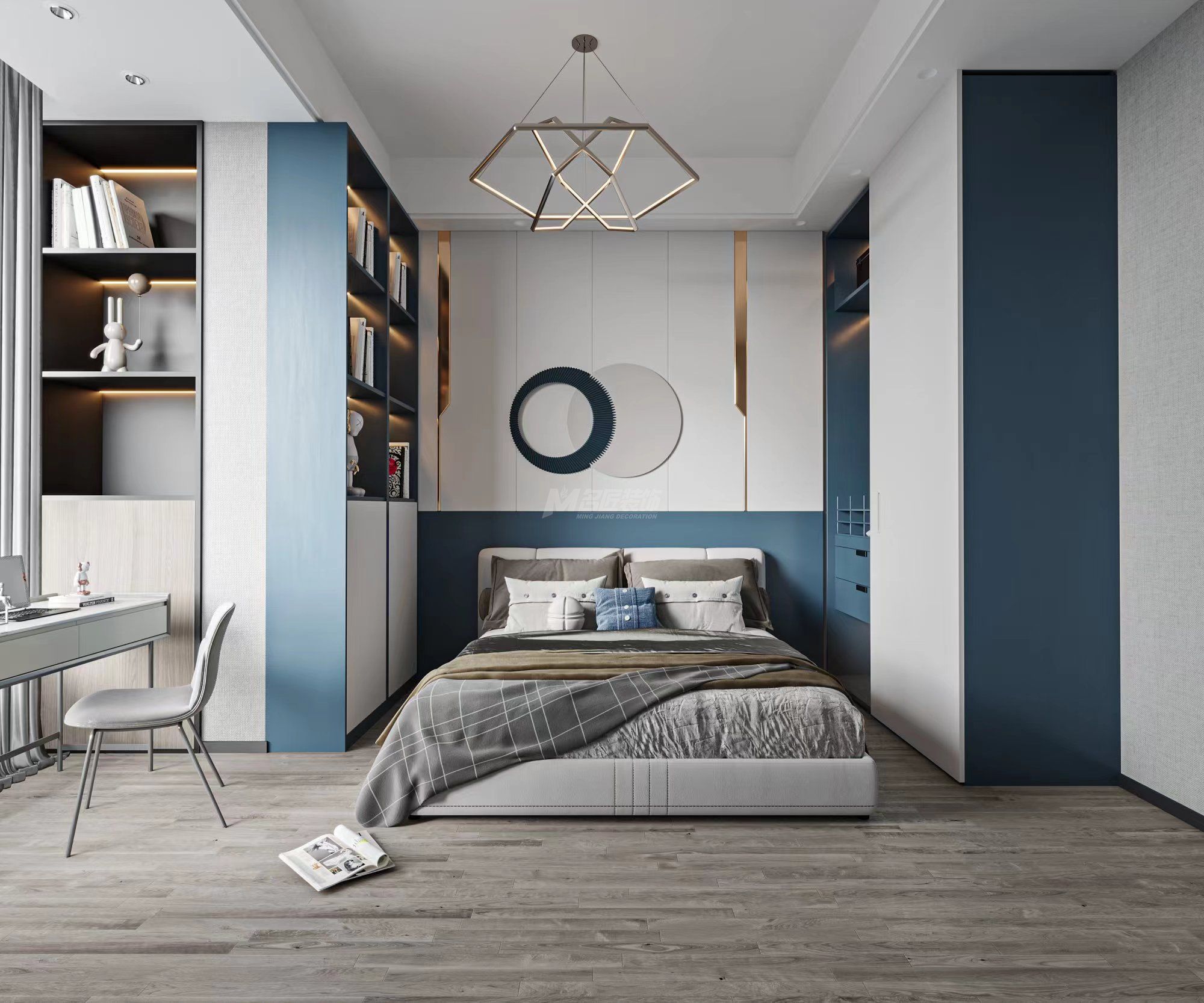 南寧綠城春江明月110㎡兒童房現(xiàn)代輕奢裝修風格效果圖