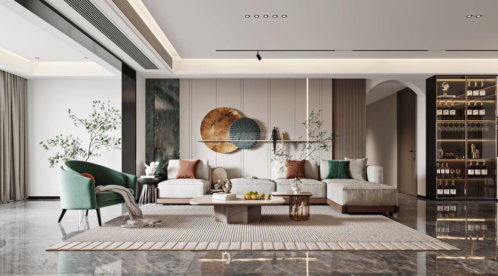 南寧嘉和城塞納左岸156客廳現(xiàn)代簡約裝修風(fēng)格效果圖