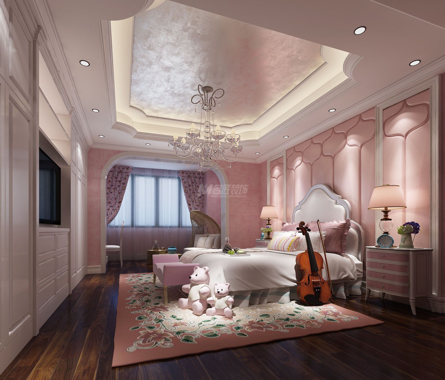 南寧嘉和城360㎡女兒房歐式裝修風(fēng)格案例效果圖