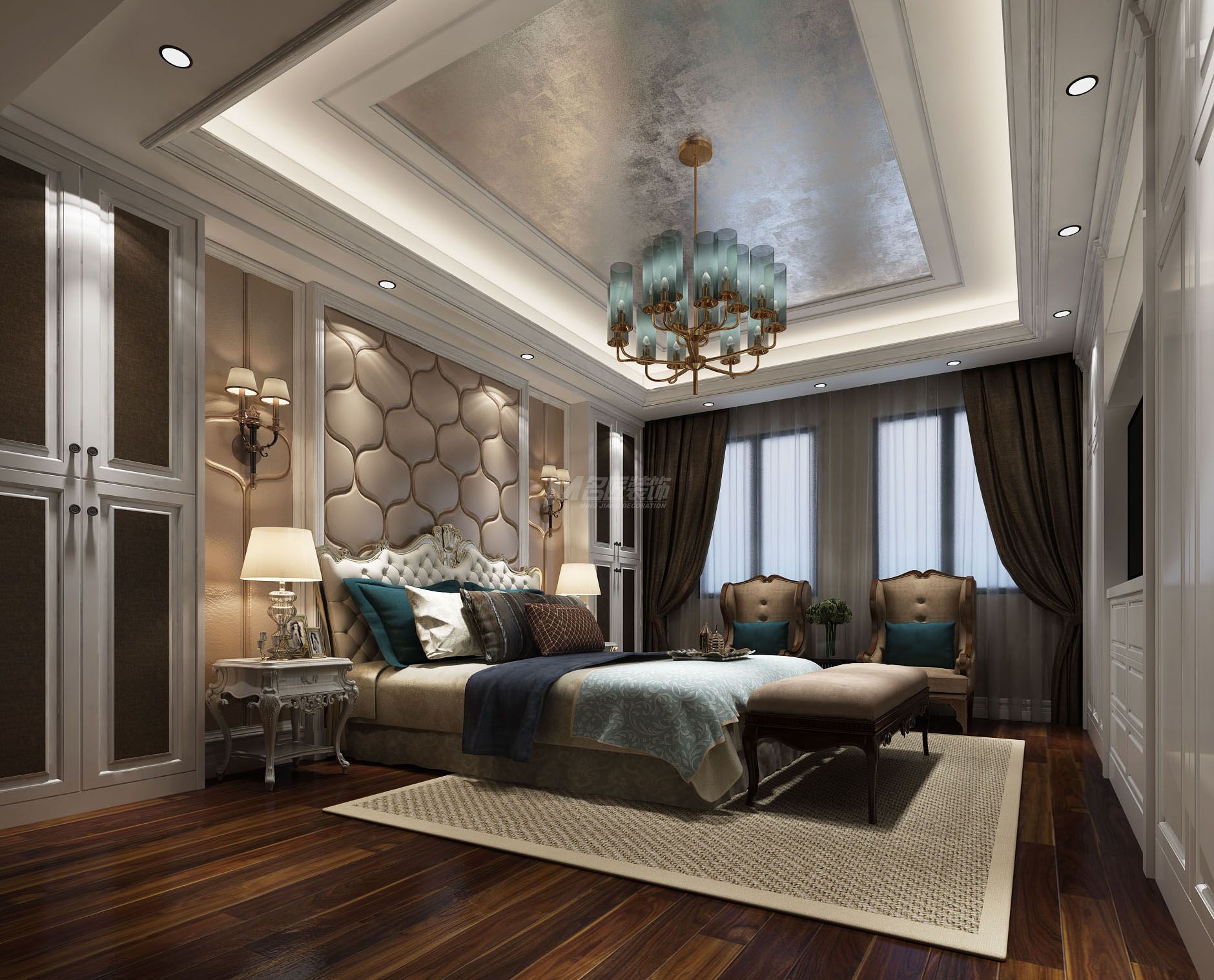 南寧嘉和城360㎡主臥歐式裝修風(fēng)格案例效果圖