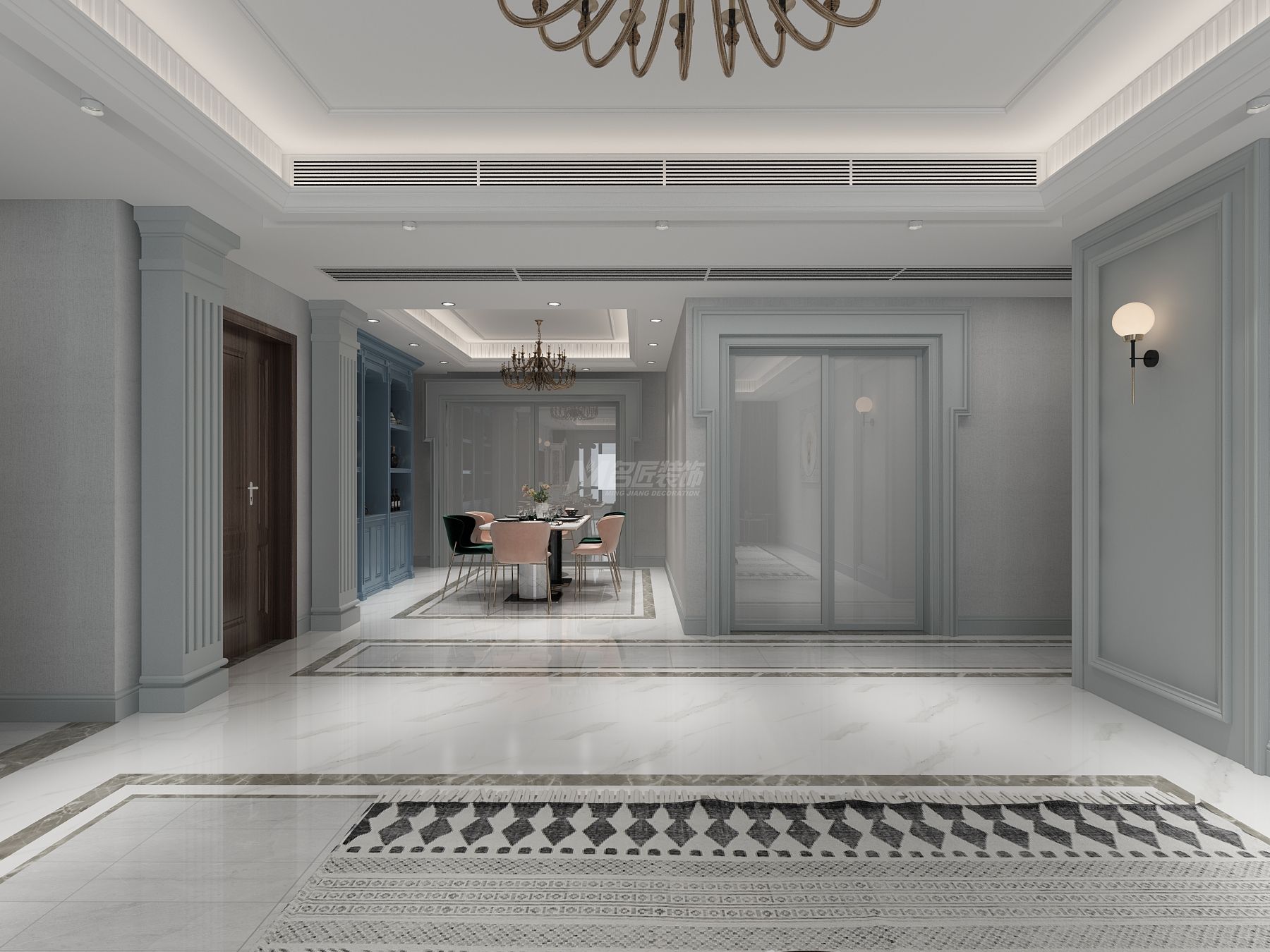 南寧龍光玖瓏府159㎡餐廳法式裝修風(fēng)格效果圖