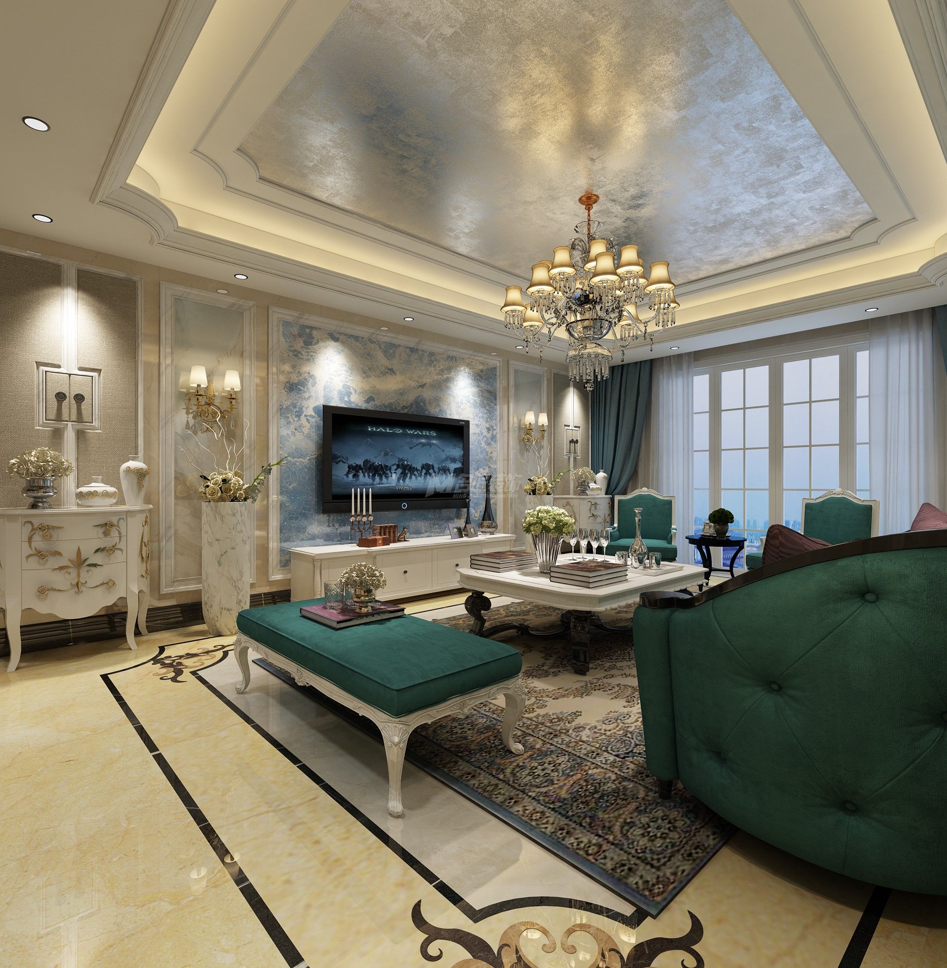 南寧嘉和城360㎡客廳歐式裝修風(fēng)格案例效果圖