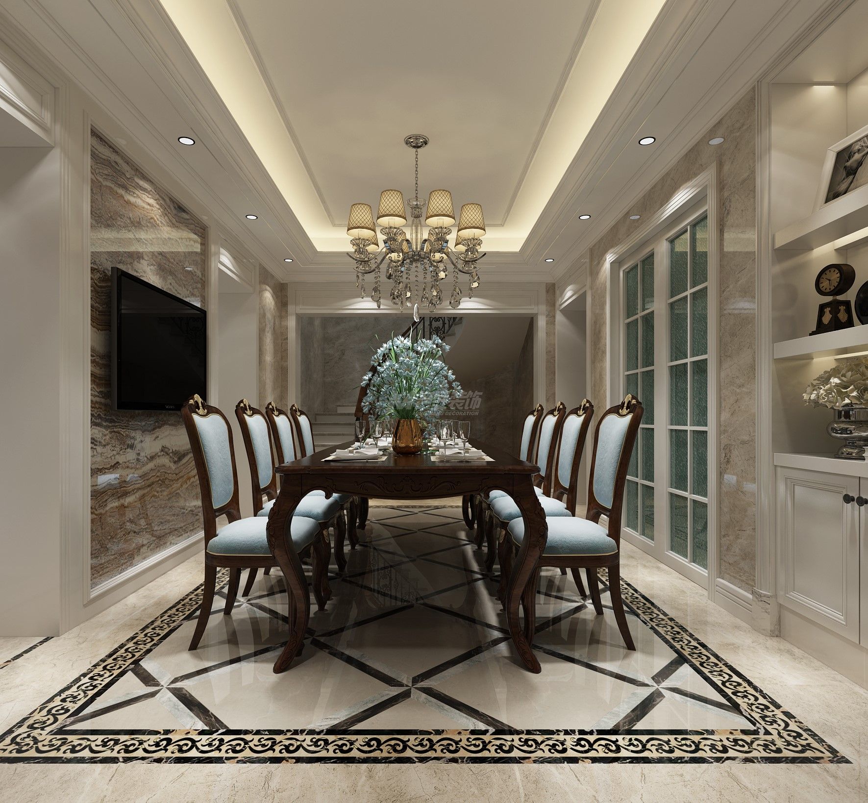 南寧榮和山水美地191㎡餐廳歐式裝修風(fēng)格效果圖