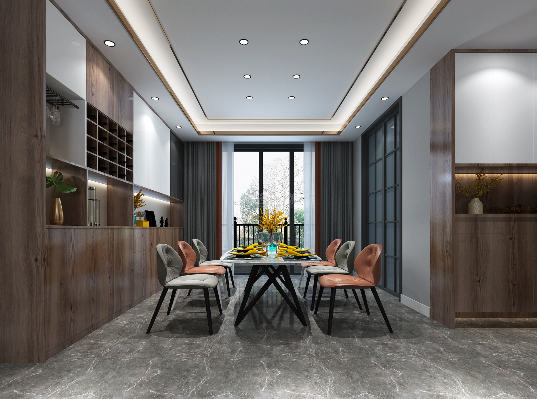 南寧碧桂園天禧灣150㎡餐廳新中式裝修風(fēng)格效果圖