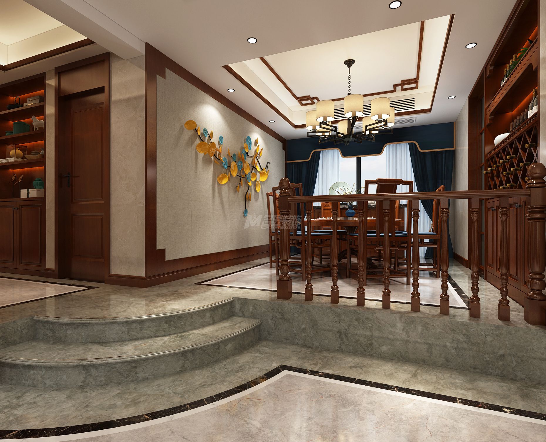 南寧鳳嶺一號169㎡餐廳中式裝修風格效果圖