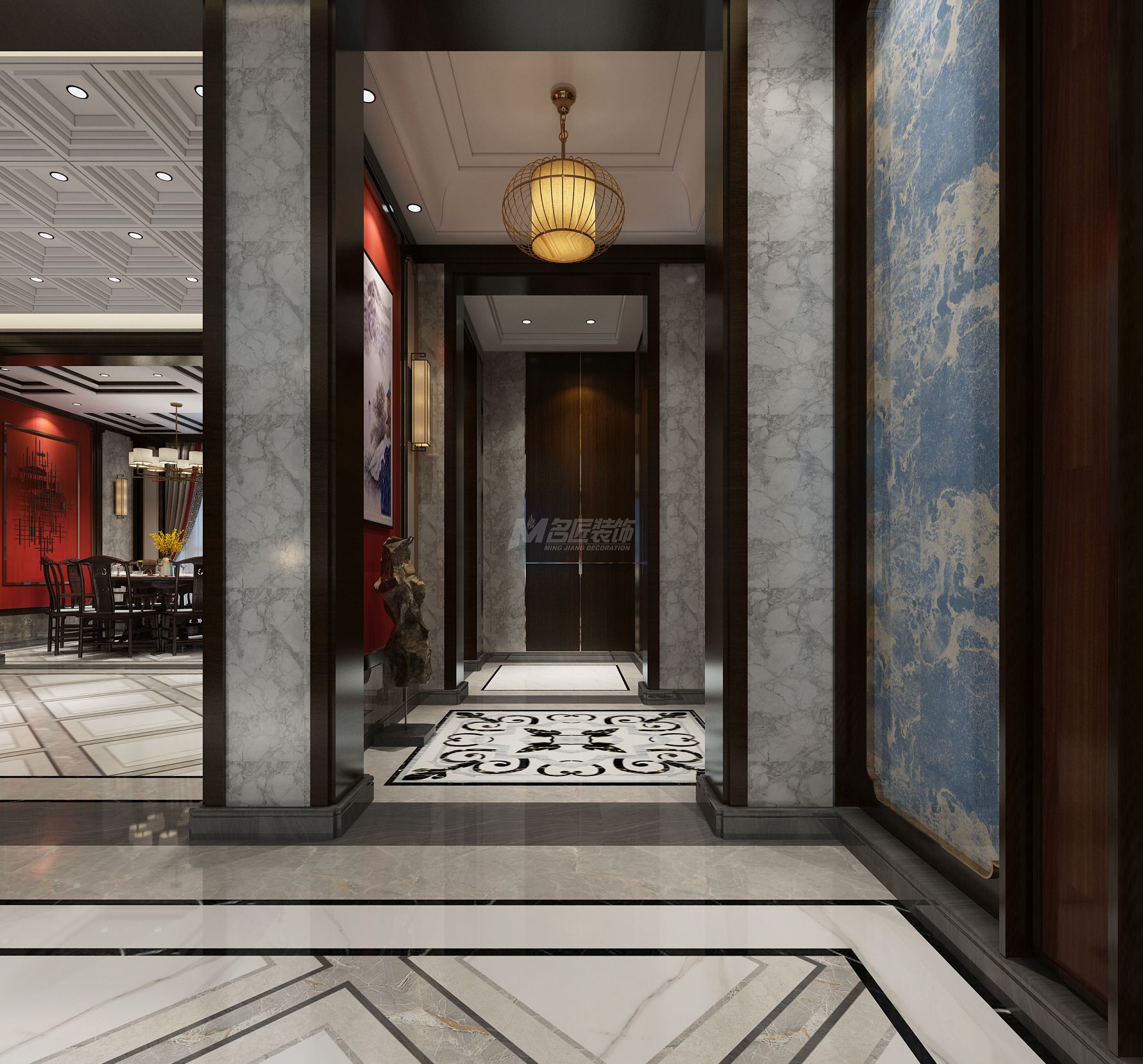 南寧國(guó)賓壹號(hào)230㎡玄關(guān)過(guò)道中式裝修風(fēng)格效果圖