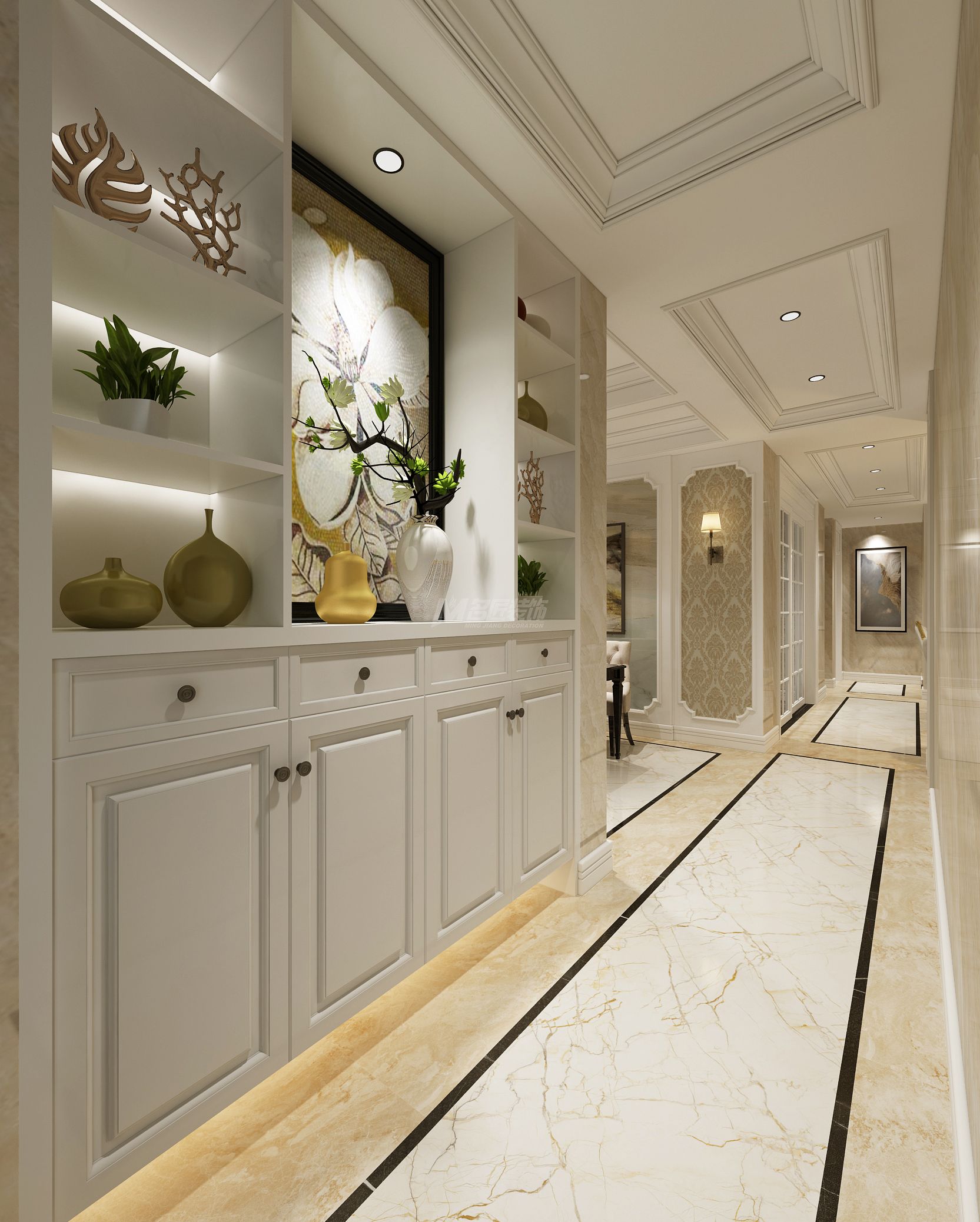 南寧江川悅城129㎡玄關(guān)過道歐式裝修風(fēng)格效果圖