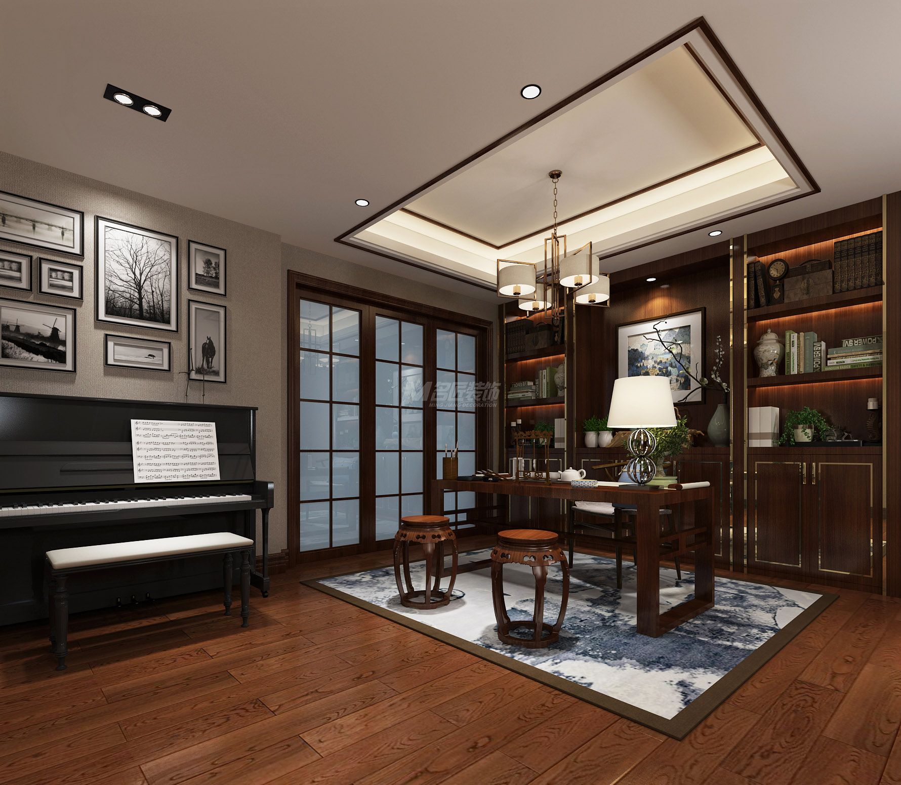 青秀山一號140㎡書房中式裝修風(fēng)格效果圖