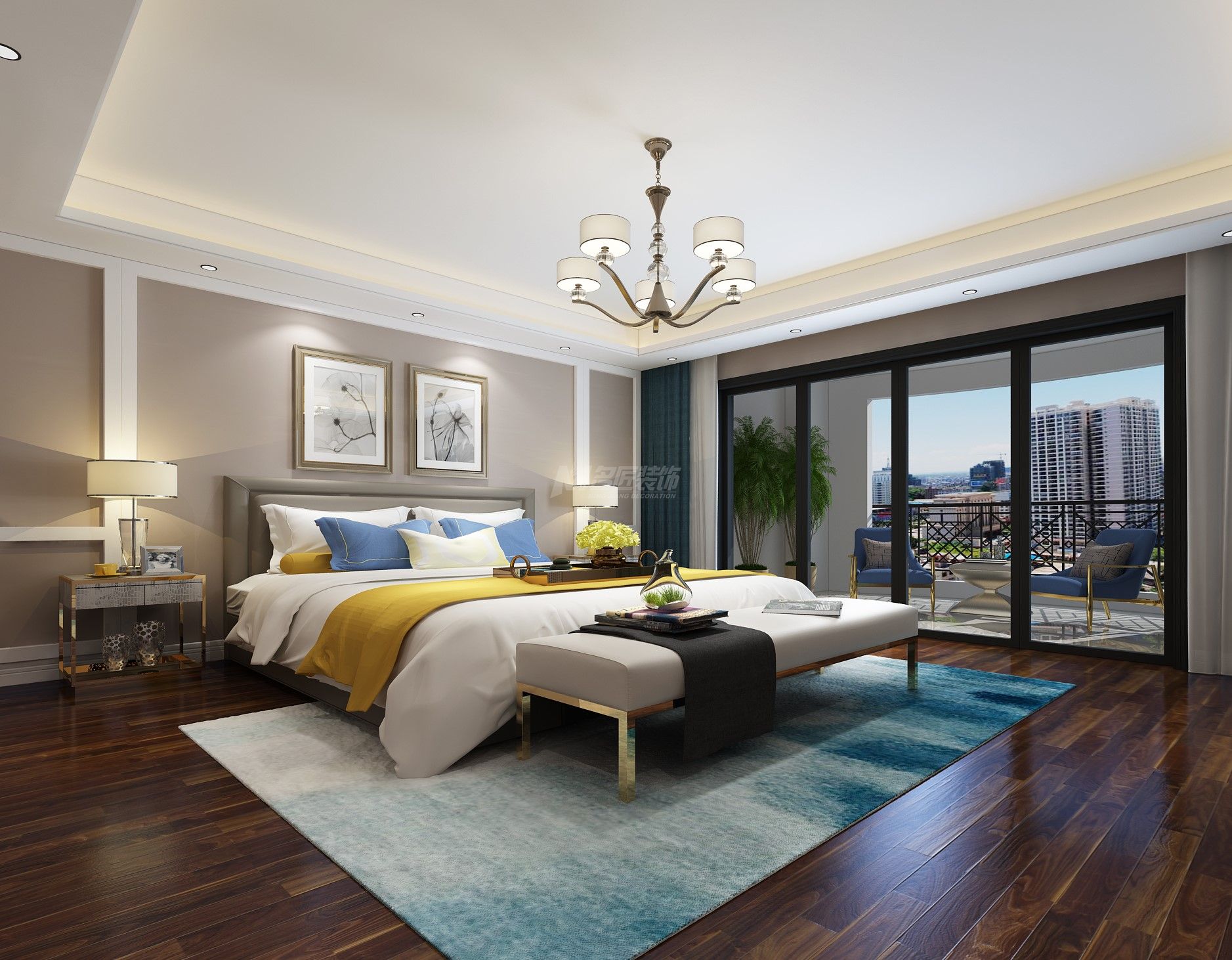 南寧大自然花園280㎡主臥現(xiàn)代裝修風格效果圖