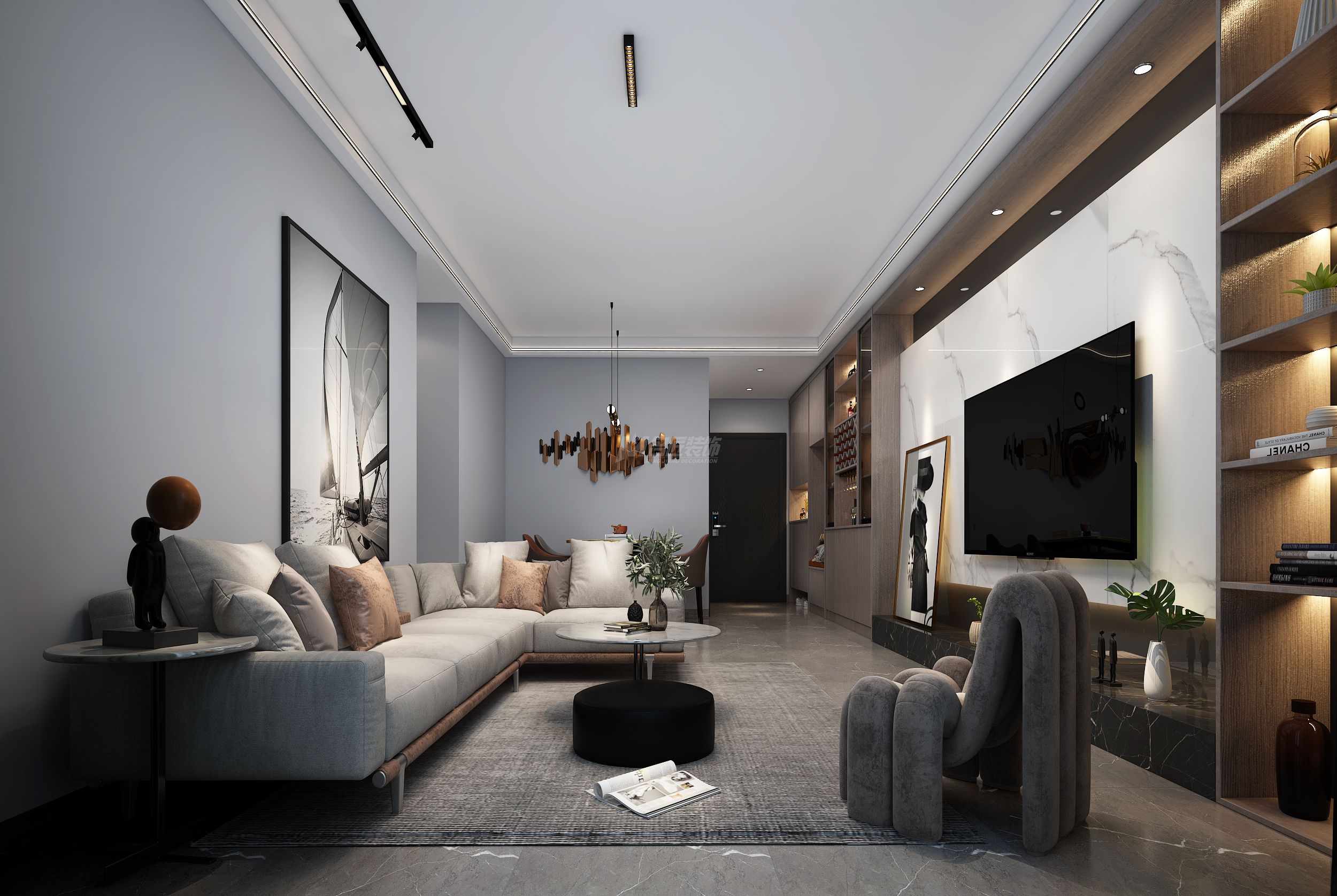 陽光城麗景灣130㎡客廳現(xiàn)代簡約裝修風(fēng)格效果圖