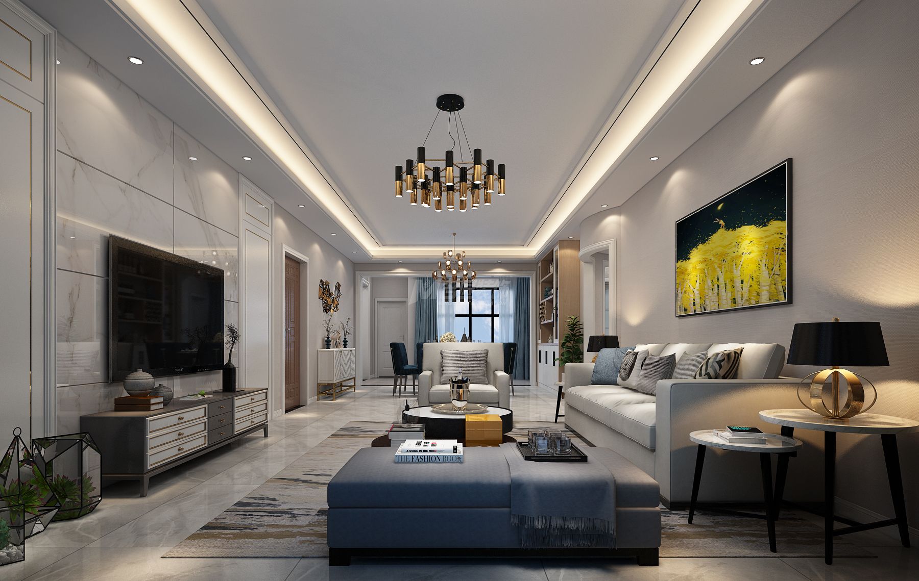 嘉和城塞納左岸180㎡客廳歐式裝修風格效果圖