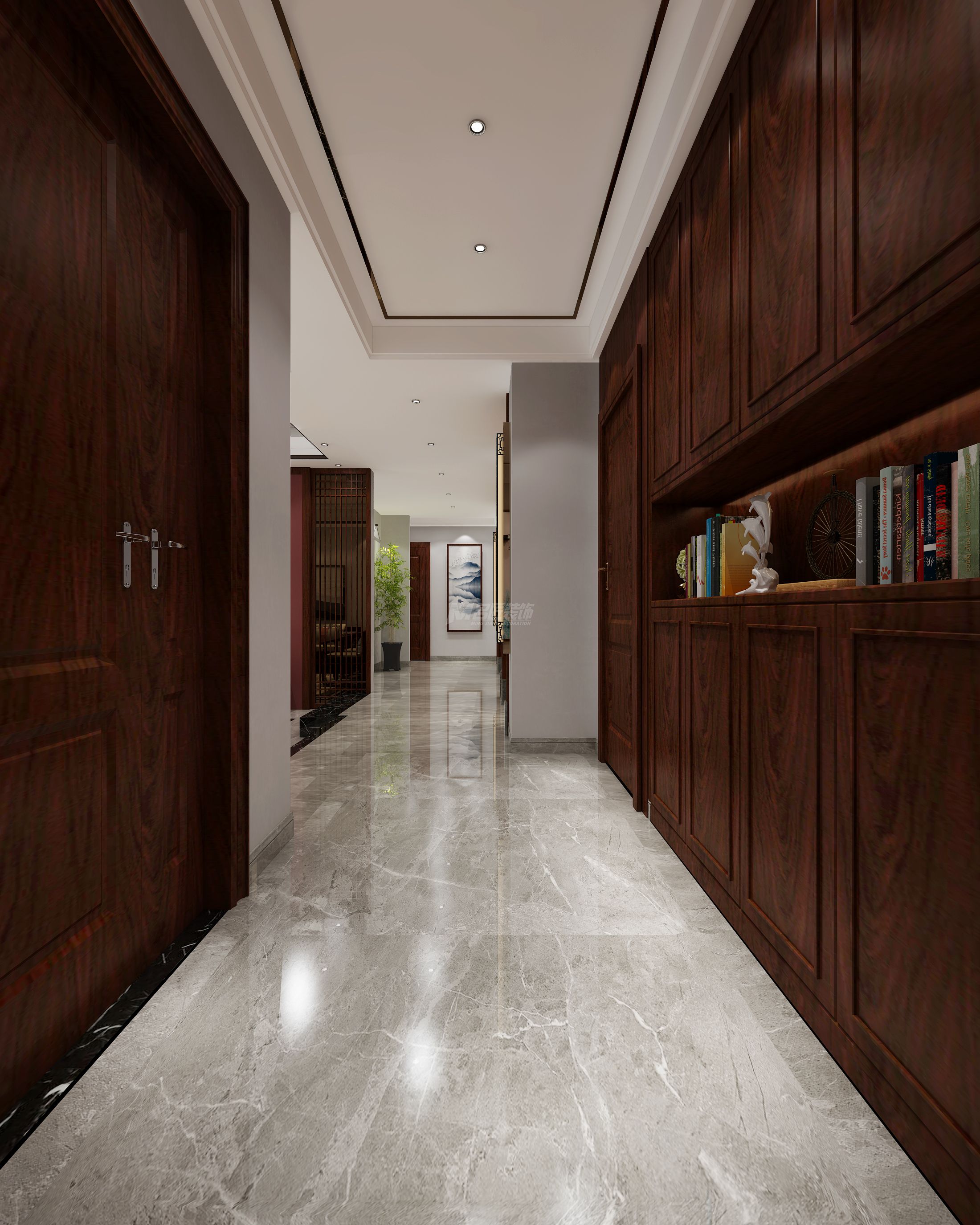 海茵國(guó)際亞美利加190㎡玄關(guān)過(guò)道中式裝修風(fēng)格效果圖