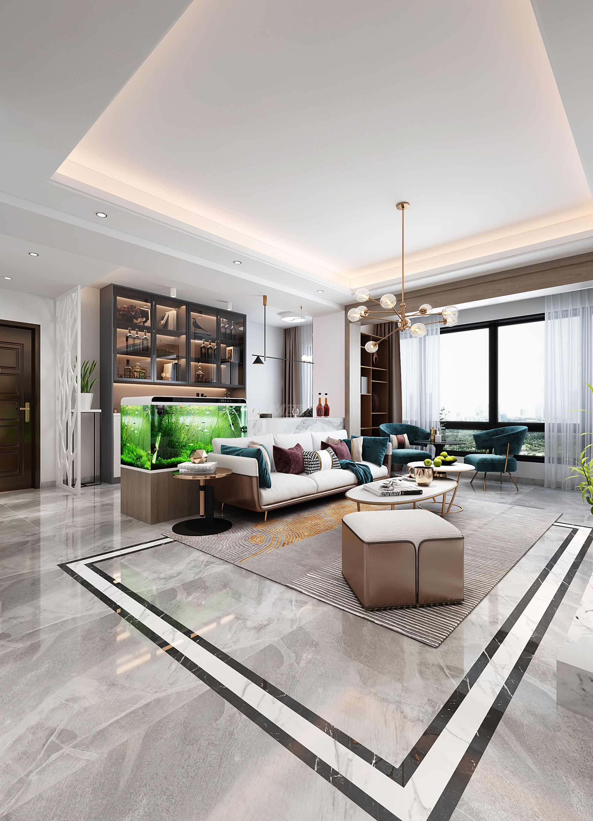 嘉和城溫莎北郡140㎡客廳現(xiàn)代裝修風(fēng)格效果圖