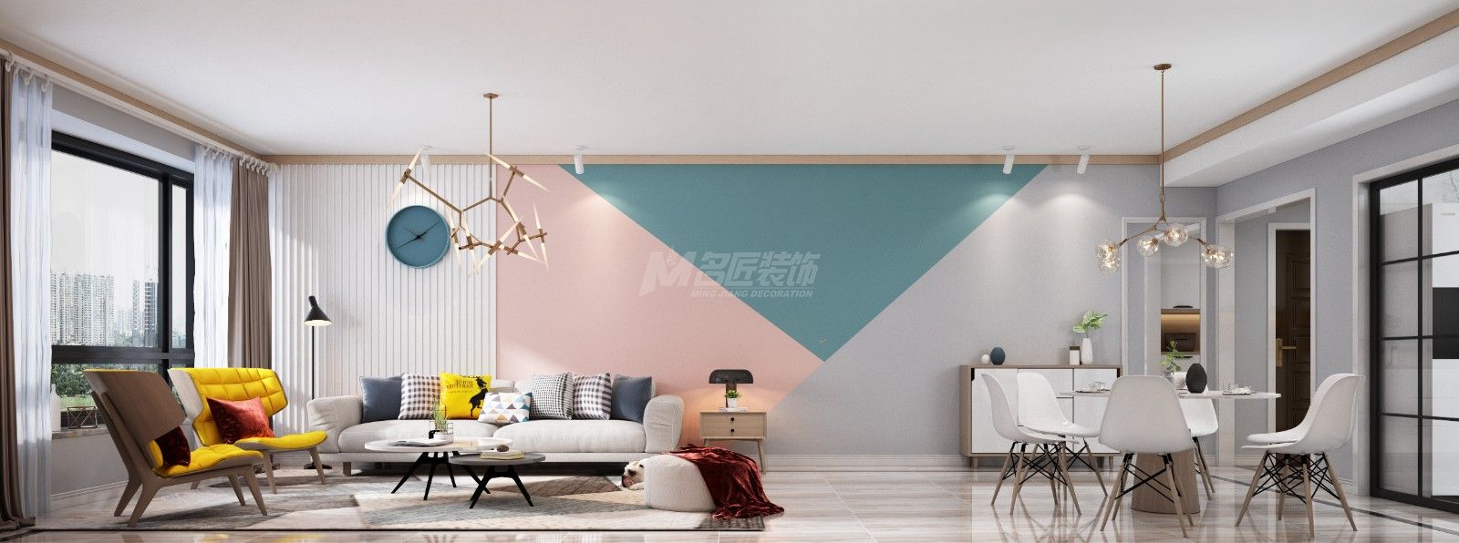 夢之島水晶城130㎡客餐廳北歐裝修風(fēng)格效果圖