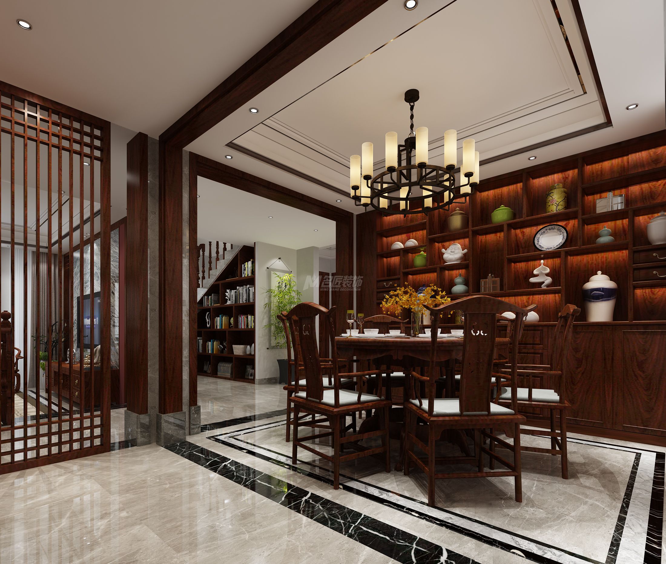 海茵國(guó)際亞美利加190㎡餐廳中式裝修風(fēng)格效果圖