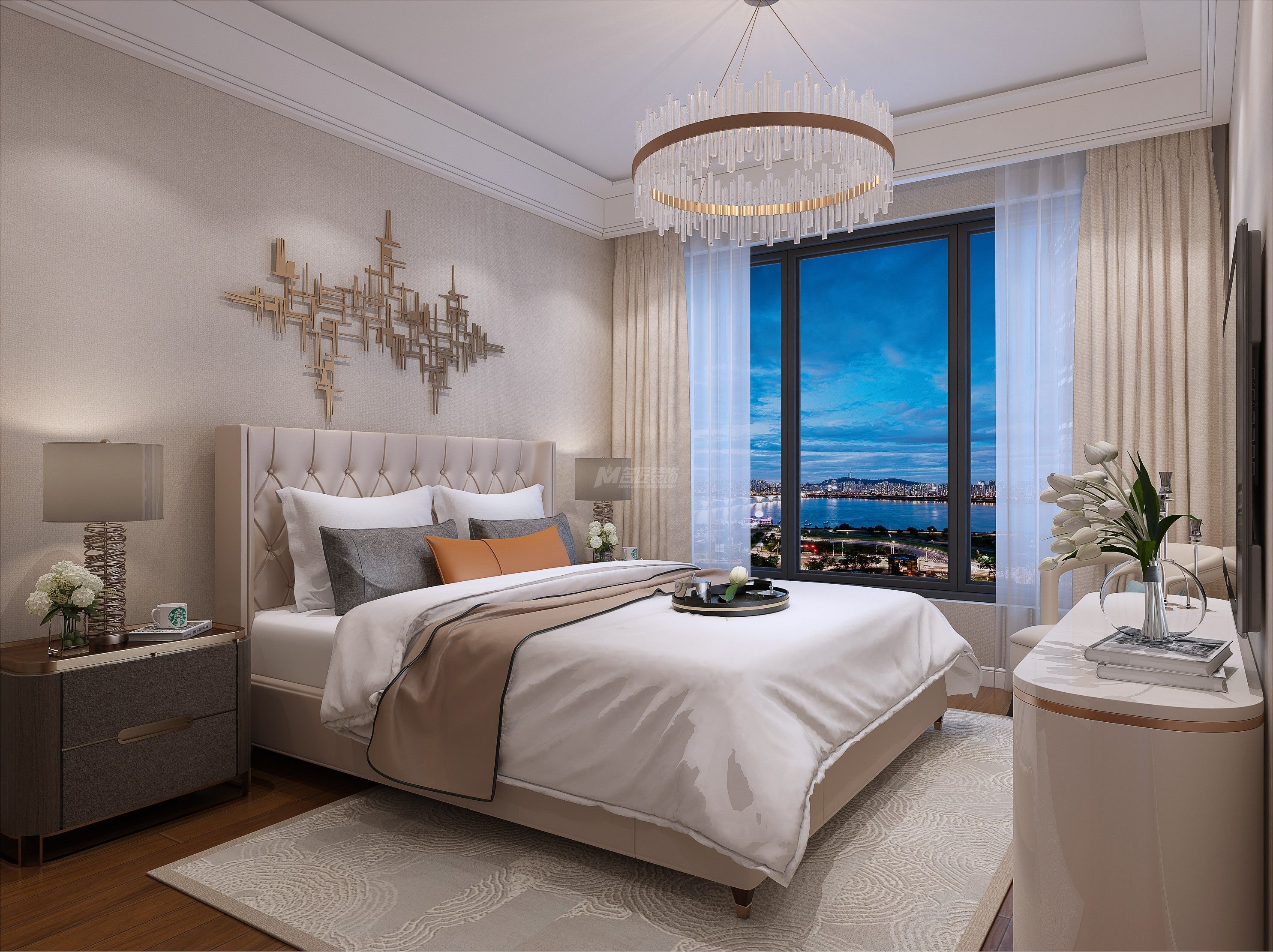 嘉和城溫莎南郡280㎡主臥現(xiàn)代簡約裝修風(fēng)格效果圖