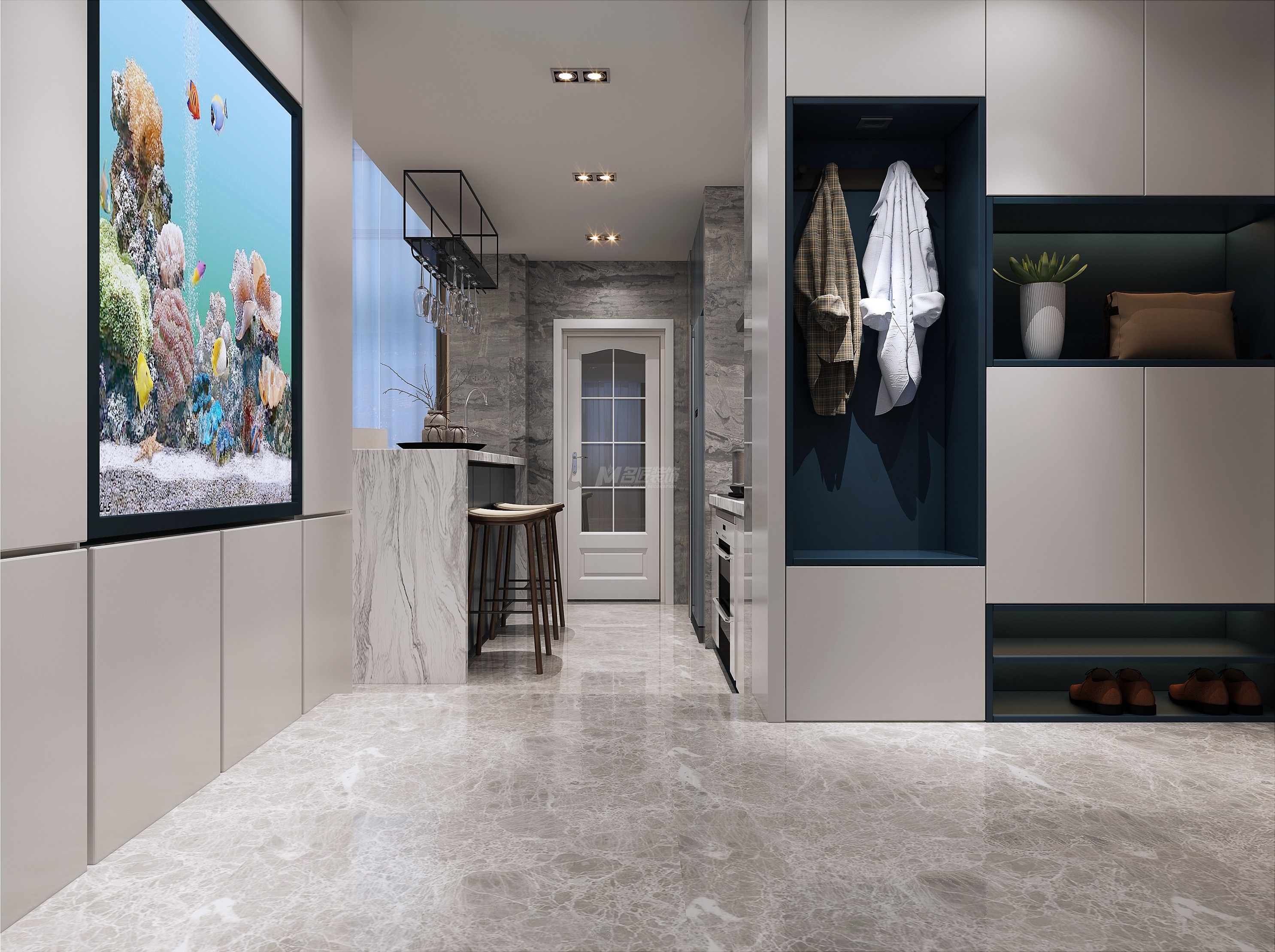 嘉和城溫莎南郡280㎡廚房吧臺現(xiàn)代簡約裝修風(fēng)格效果圖