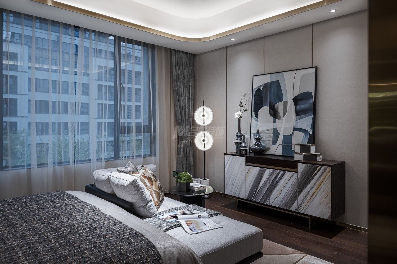 冠江墅216㎡主臥現(xiàn)代簡(jiǎn)約裝修風(fēng)格效果圖