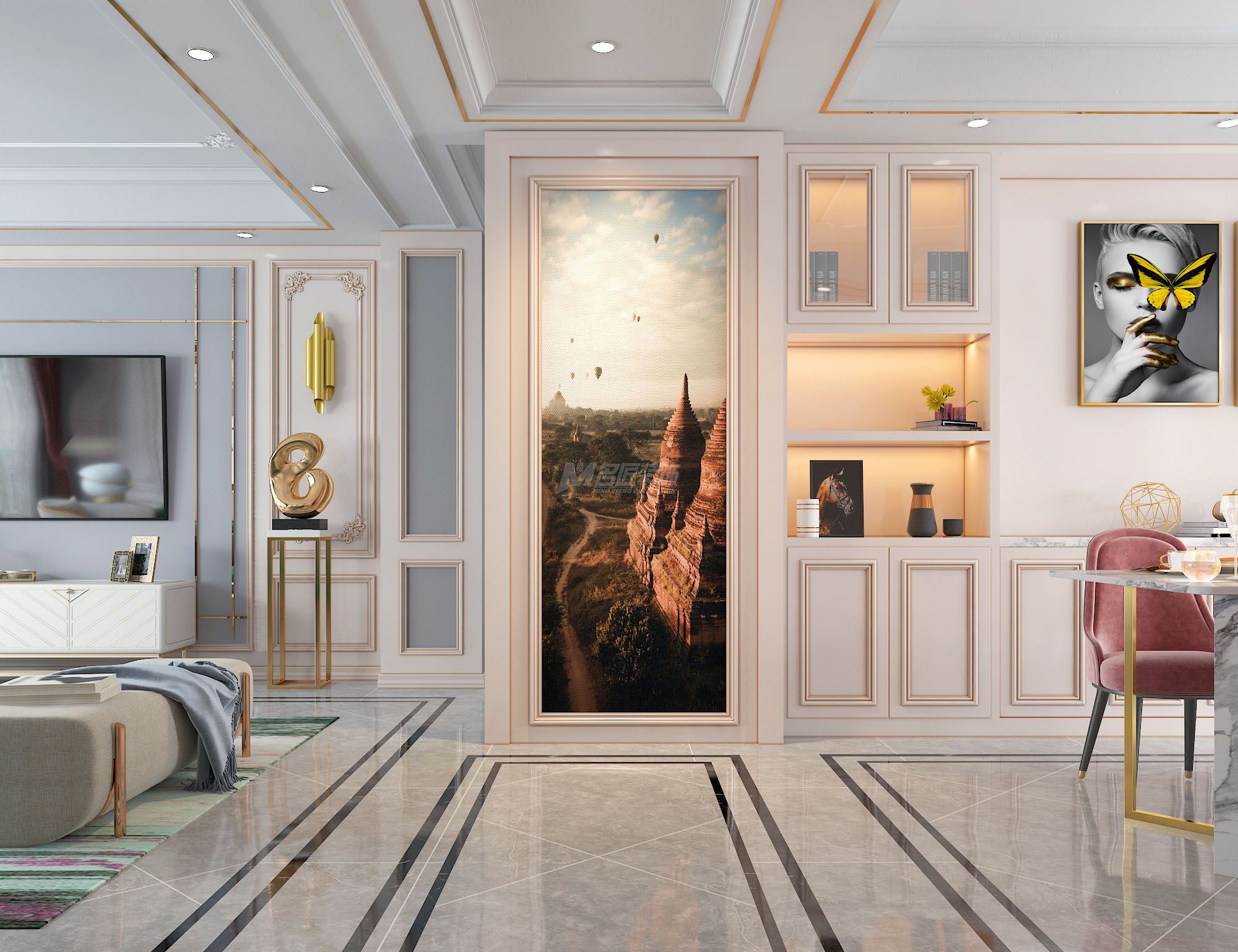 萬(wàn)達(dá)茂168㎡餐廳簡(jiǎn)歐輕奢裝修風(fēng)格效果圖