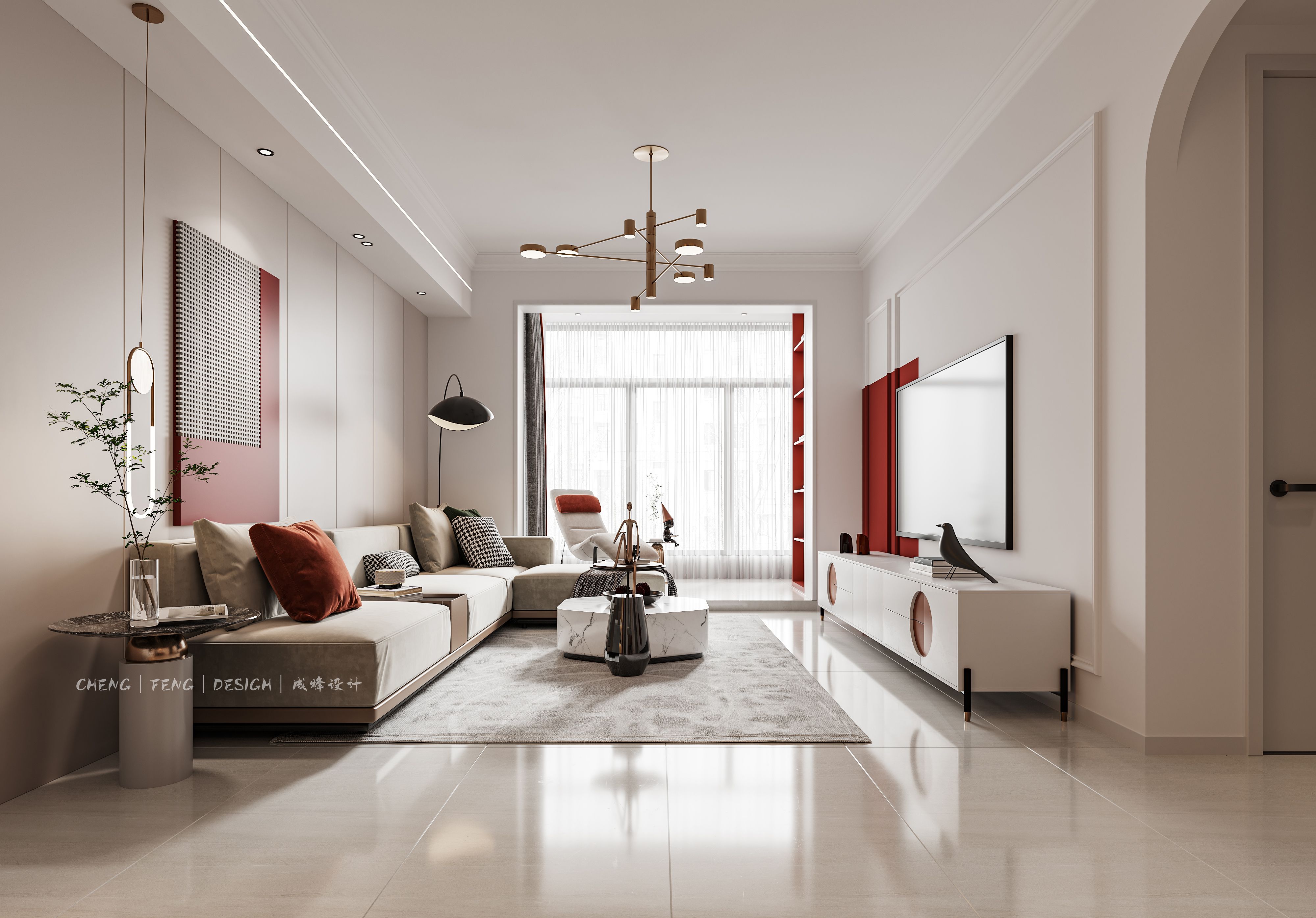 軌道壹號(hào)城89㎡客廳現(xiàn)代簡(jiǎn)約裝修風(fēng)格效果圖