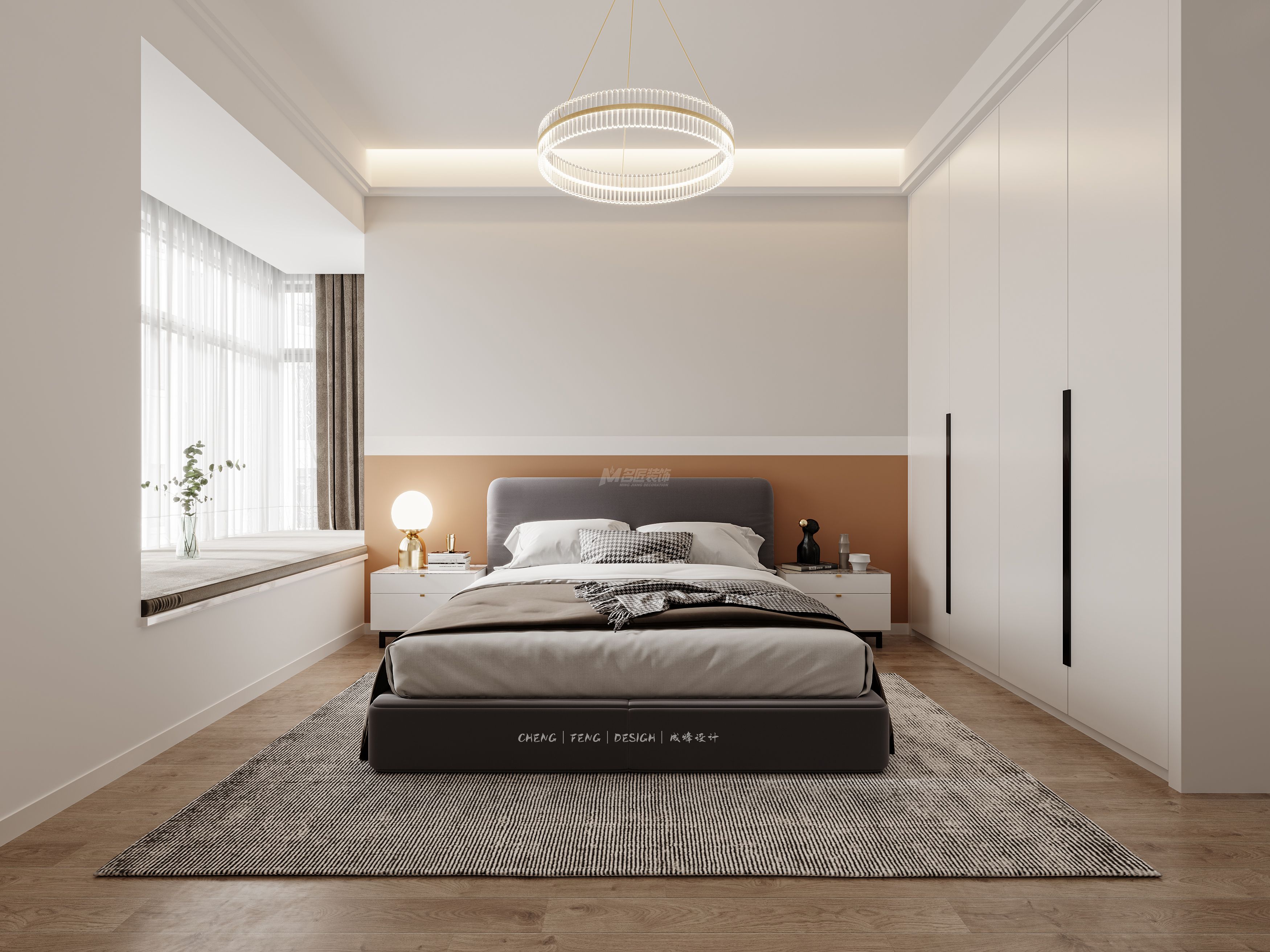 軌道壹號(hào)城89㎡主臥現(xiàn)代簡(jiǎn)約裝修風(fēng)格效果圖