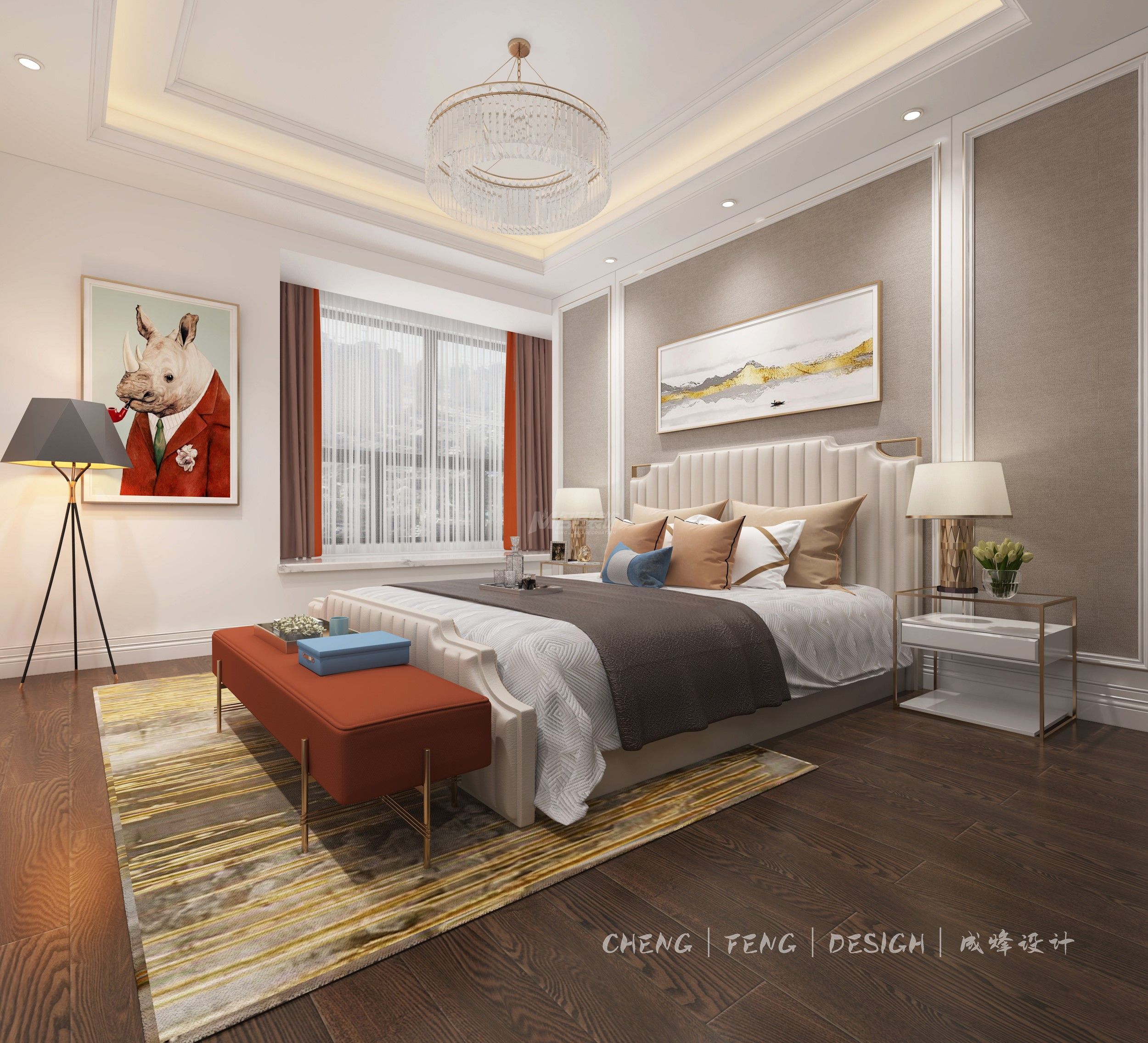 大觀天下280㎡主臥簡歐裝修風格效果圖