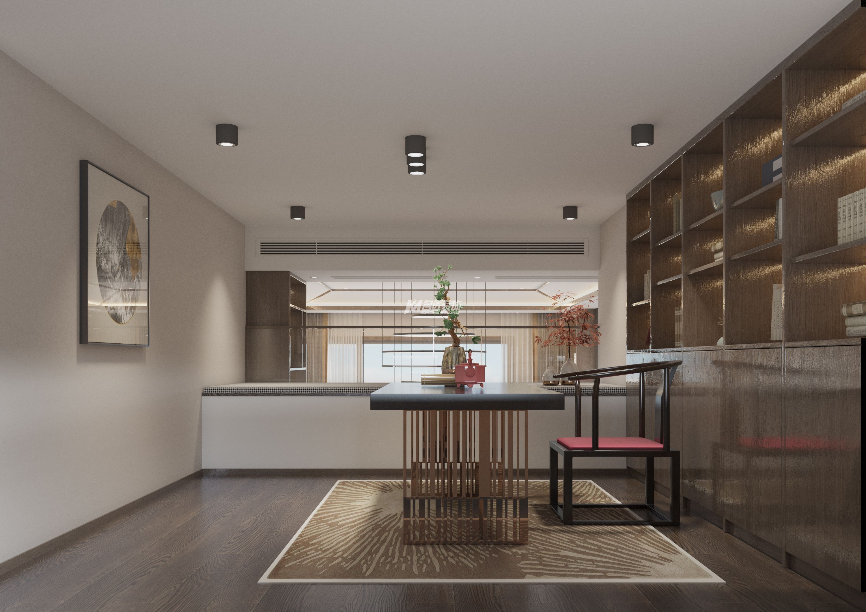 安吉山語(yǔ)城500㎡書(shū)房新中式裝修風(fēng)格效果圖