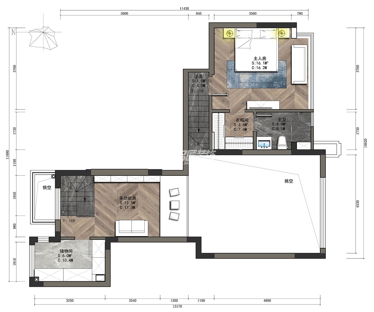 安吉山語(yǔ)城500㎡二樓平面布置圖