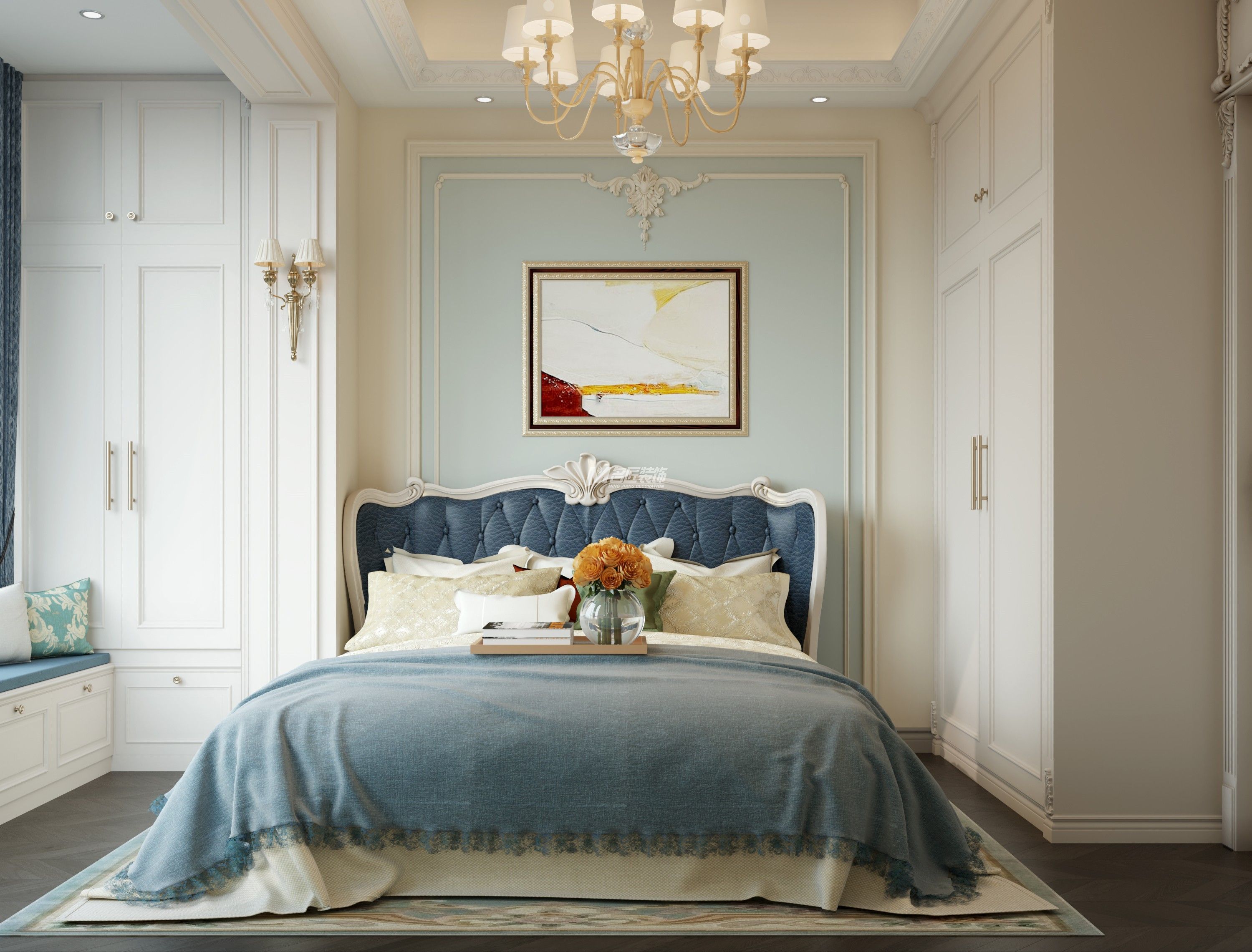 南寧寶能城131㎡次臥歐式裝修風(fēng)格案例效果圖