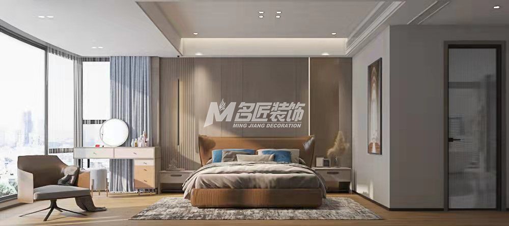 南寧彰泰金旺角290㎡主臥現(xiàn)代輕奢裝修風(fēng)格案例效果圖
