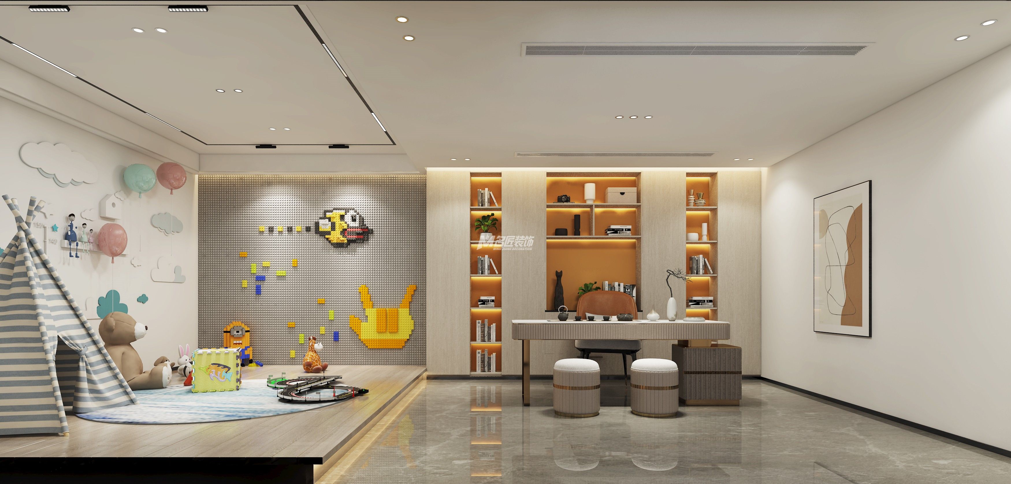 南寧恒大華府400㎡休閑區(qū)現(xiàn)代輕奢裝修風格效果圖	