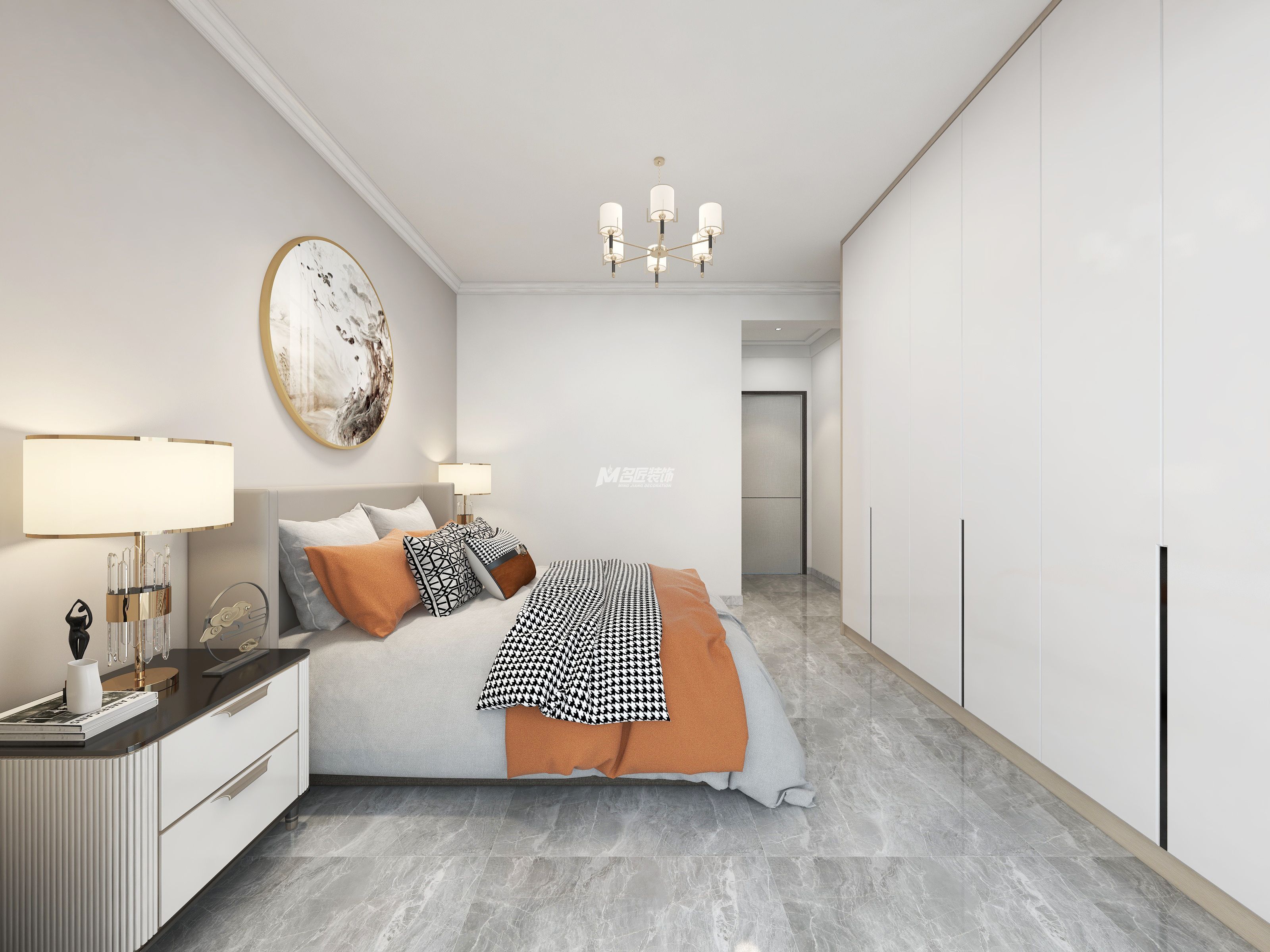 南寧光明城市夢溪苑110㎡主臥現(xiàn)代簡約裝修風(fēng)格效果圖