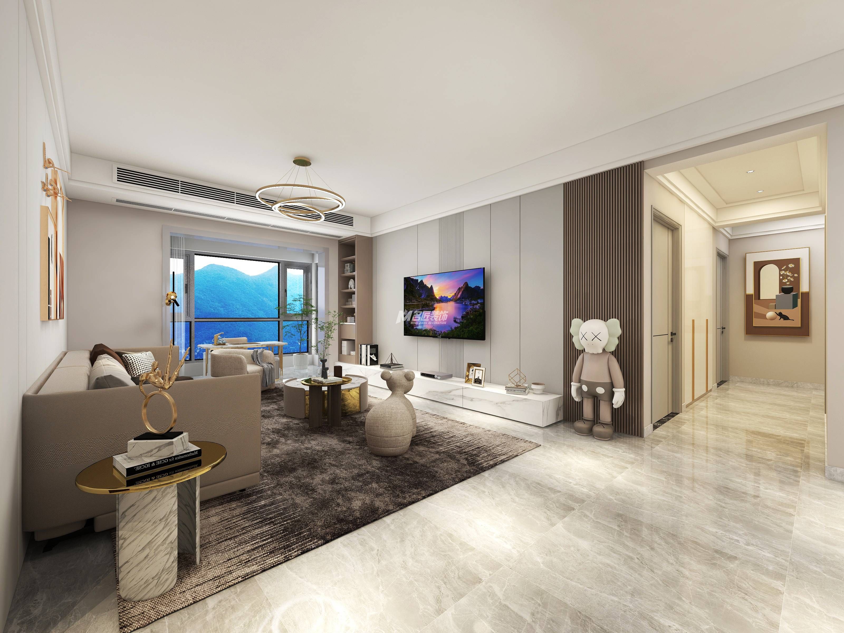 南寧光明城市夢溪苑110㎡客廳1現(xiàn)代簡約裝修風(fēng)格效果圖