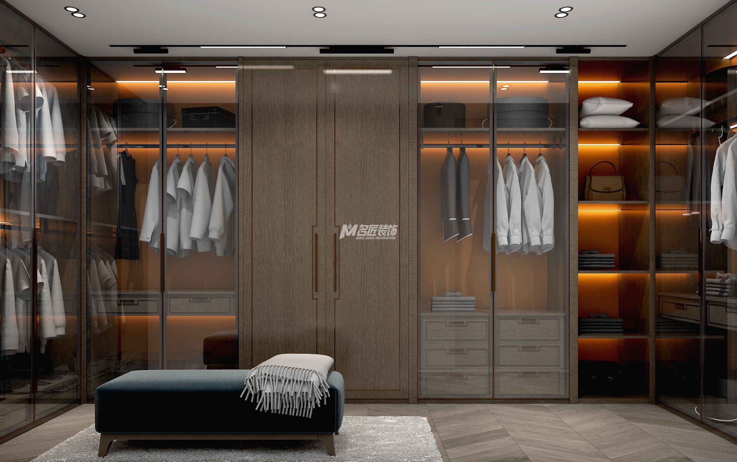 天譽城220㎡衣帽間現(xiàn)代輕奢裝修風格效果圖