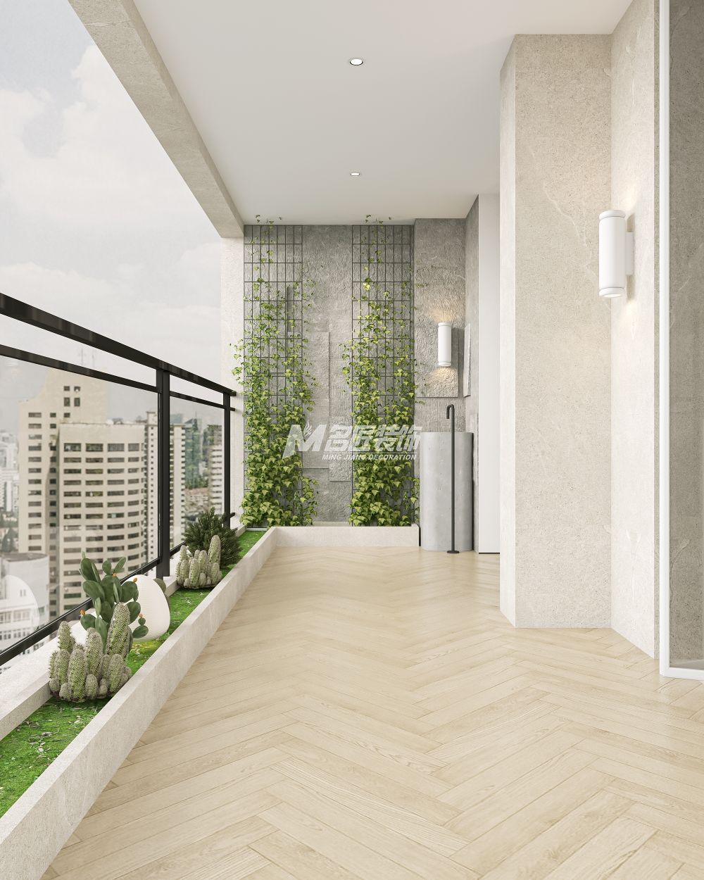 綠城春江明月220㎡客廳陽臺(tái)侘寂裝修風(fēng)格