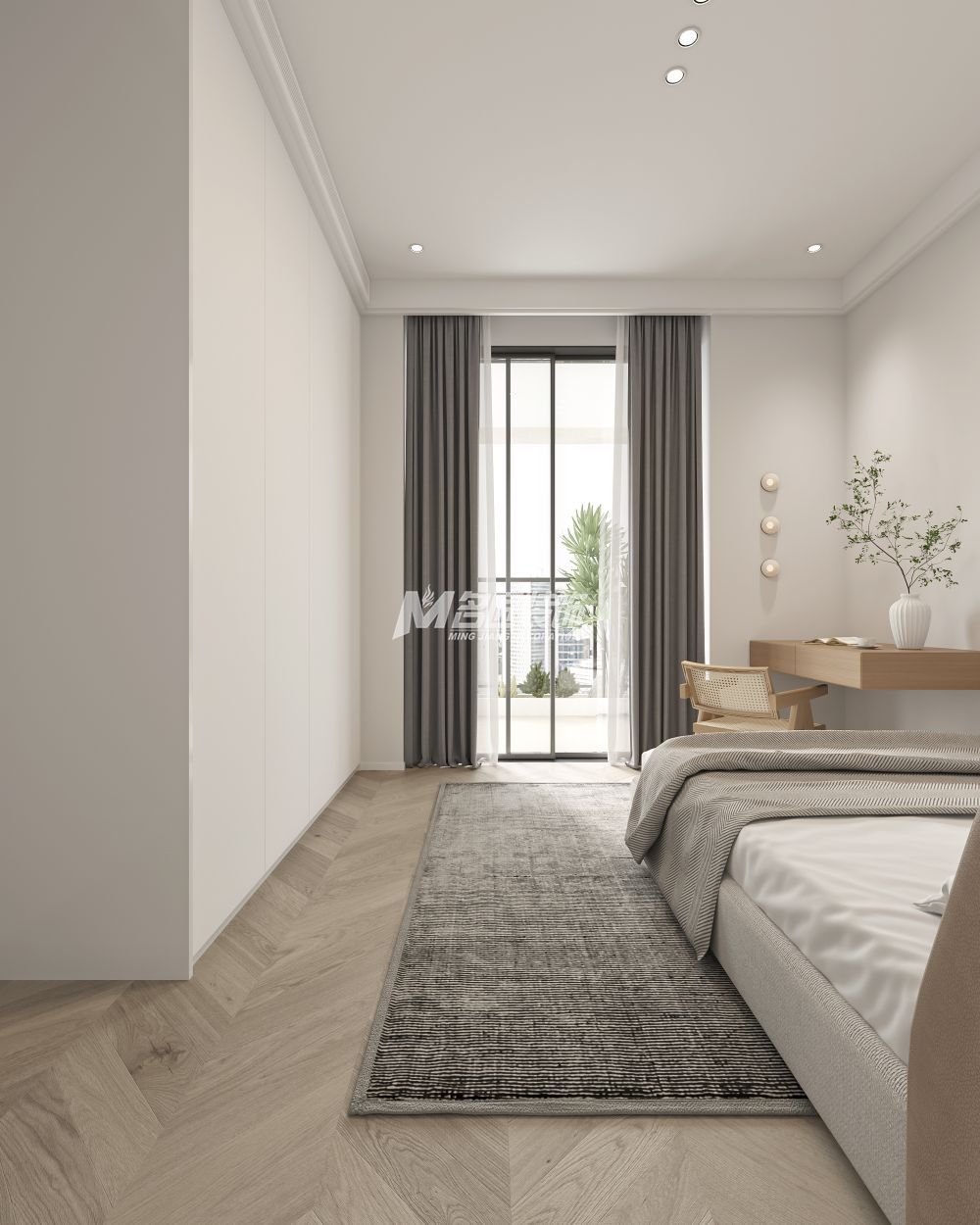 綠城春江明月220㎡次臥角度一侘寂裝修風(fēng)格